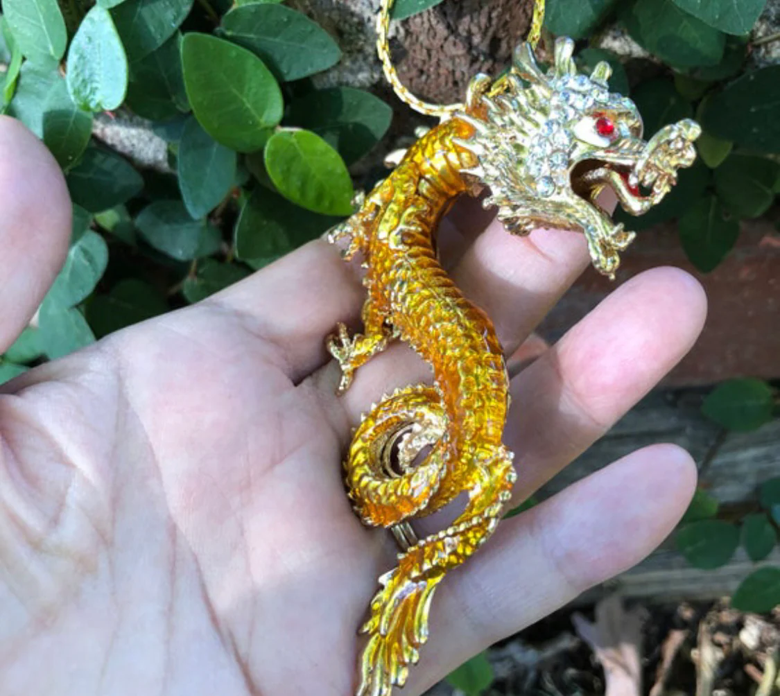 70s Dragon Pendant Asain Necklace - Image 5