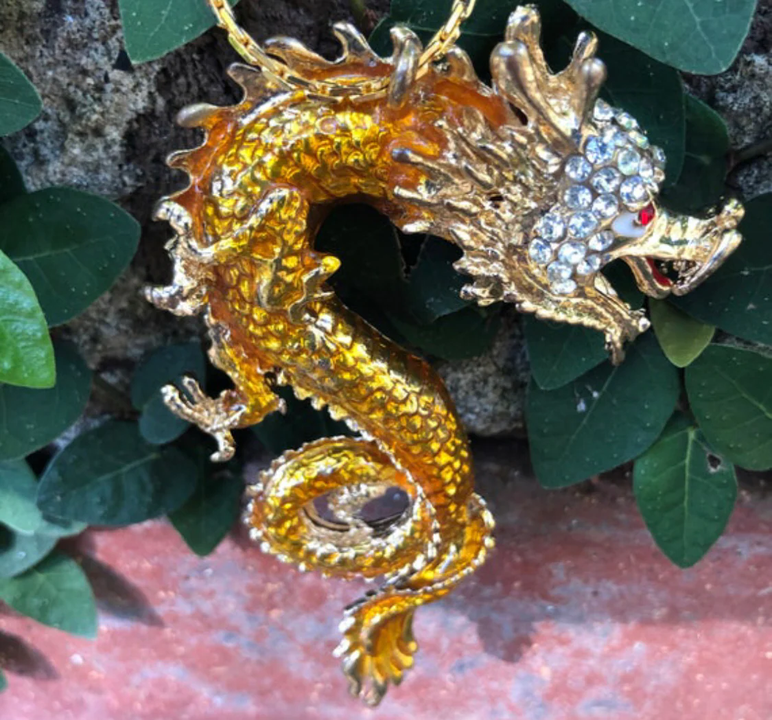 70s Dragon Pendant Asain Necklace - Image 6
