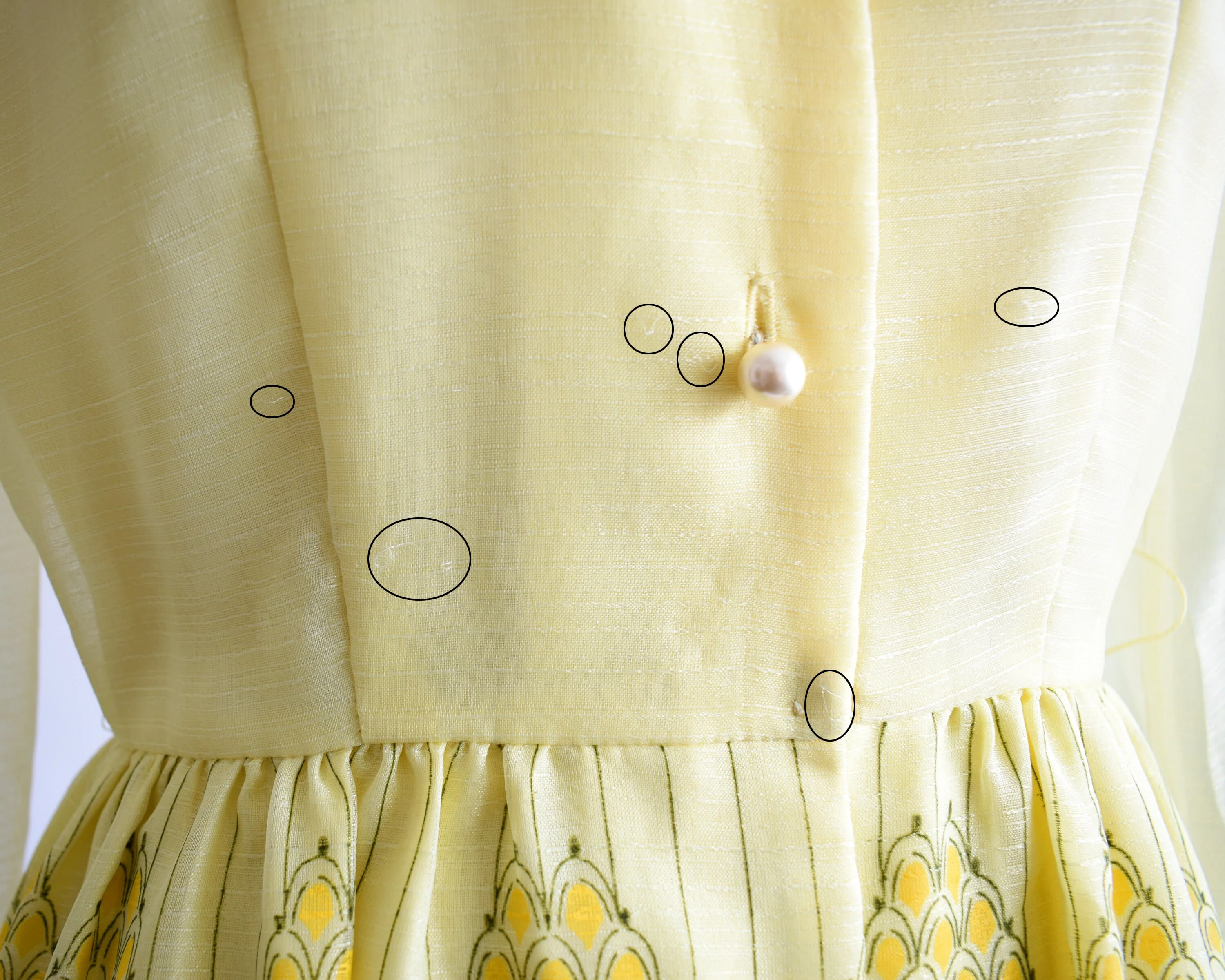 70s Dress Vintage 70s Yellow Floral Maxi Dress Button Up Long Sleeve Shirt Dress Hostess Gown, Medium Large by Alfred Shaheen - Image 9
