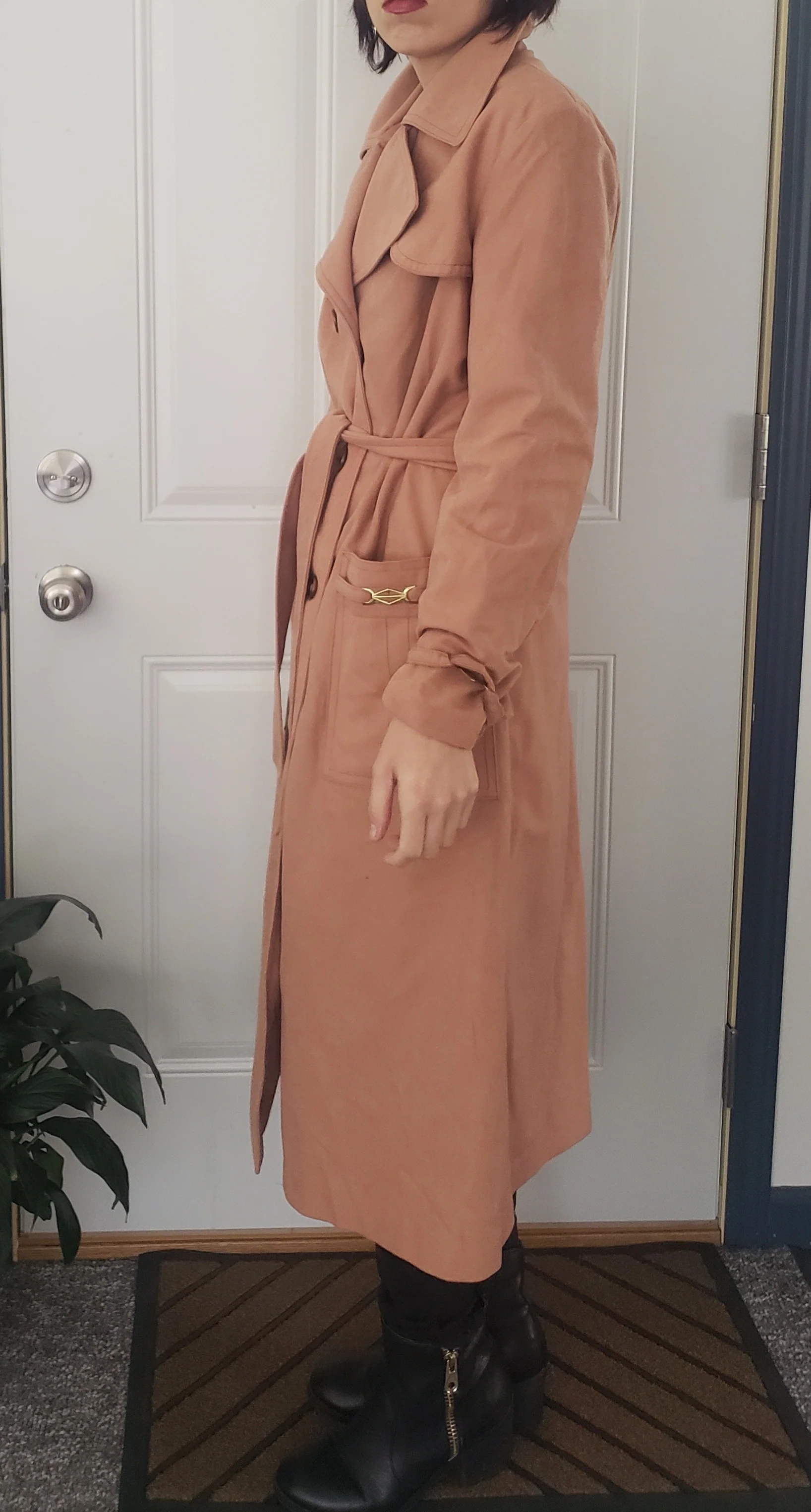 70s Dusty Rose Trench Coat By Smug - Image 4