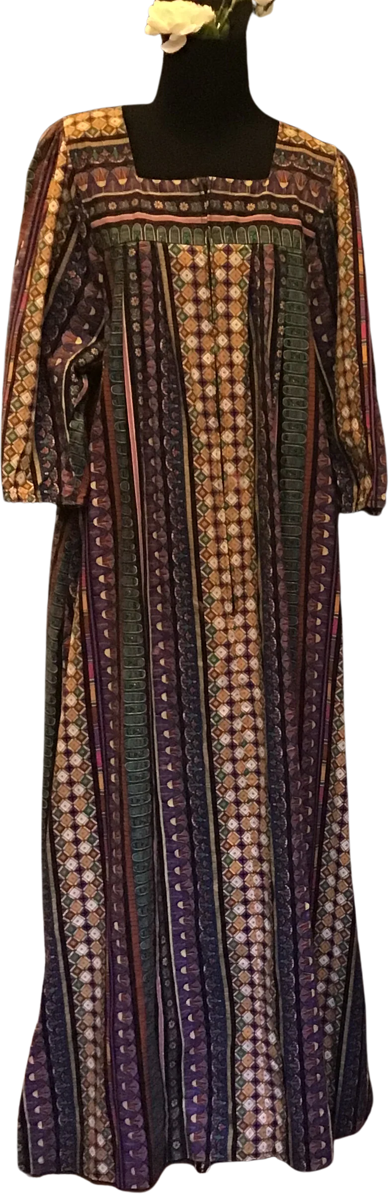 70s Earth Colored Printed Caftan By Krist Gudnason