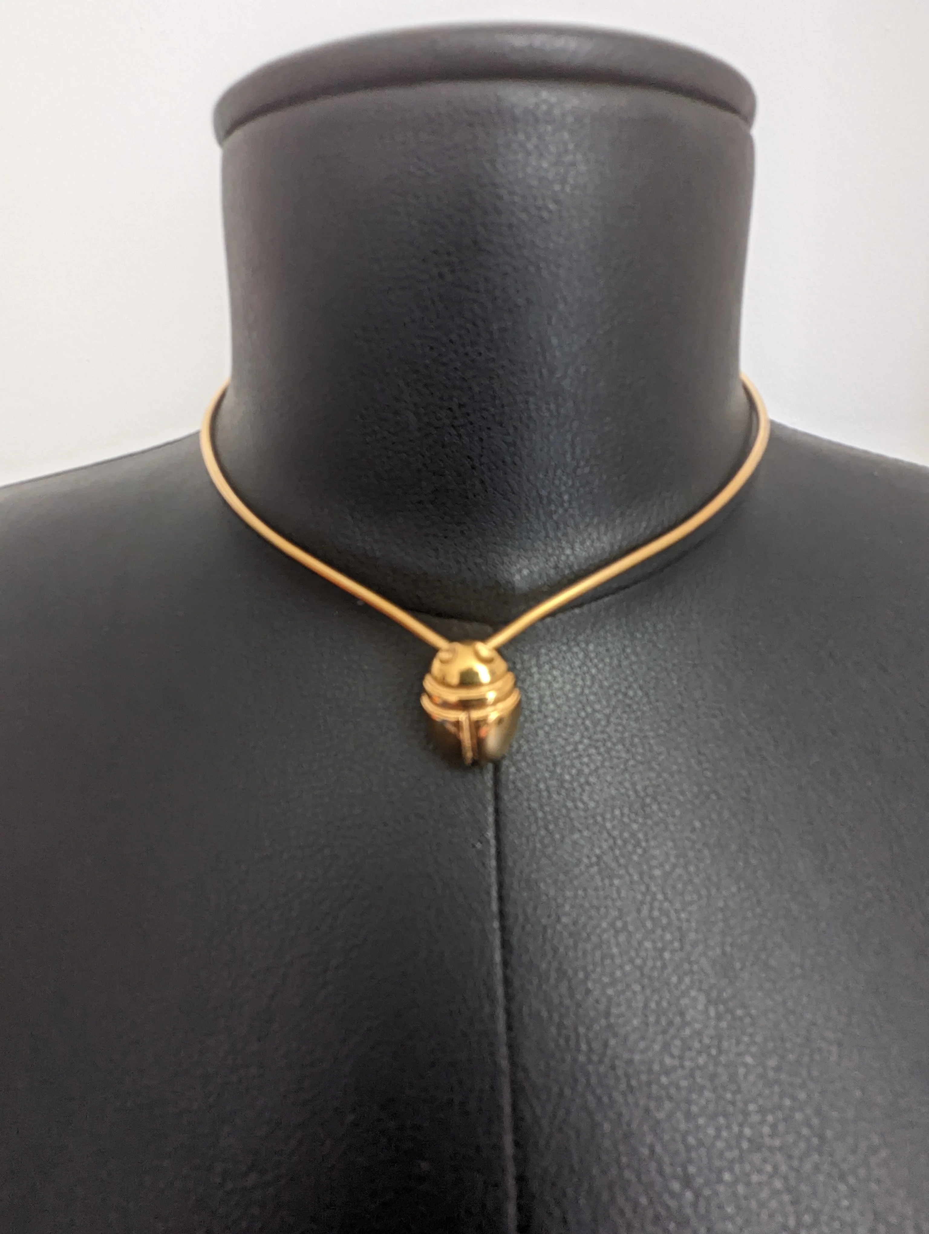 70s Egyptian Revival Gold Necklace By Monet - Image 3