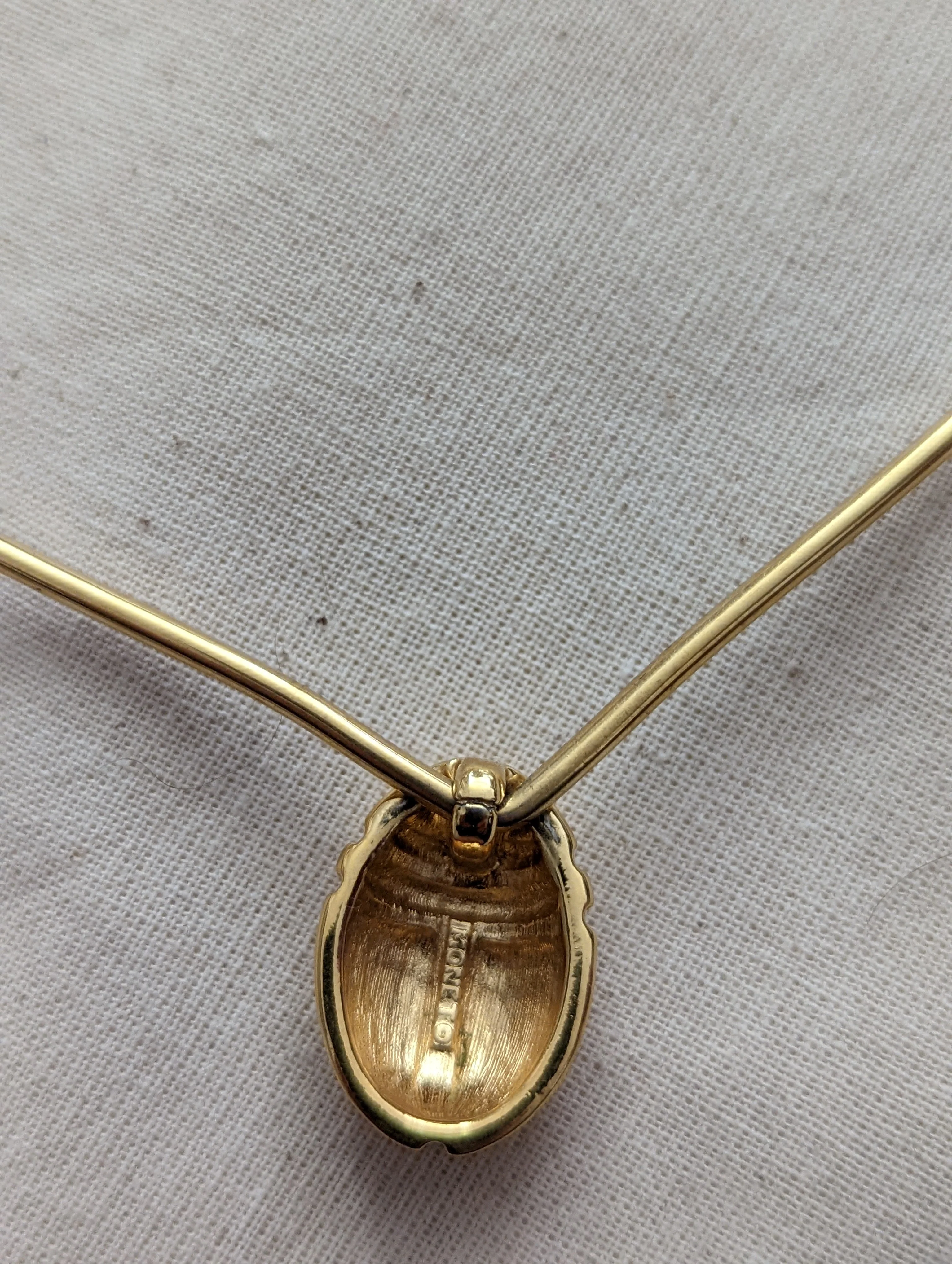 70s Egyptian Revival Gold Necklace By Monet - Image 4