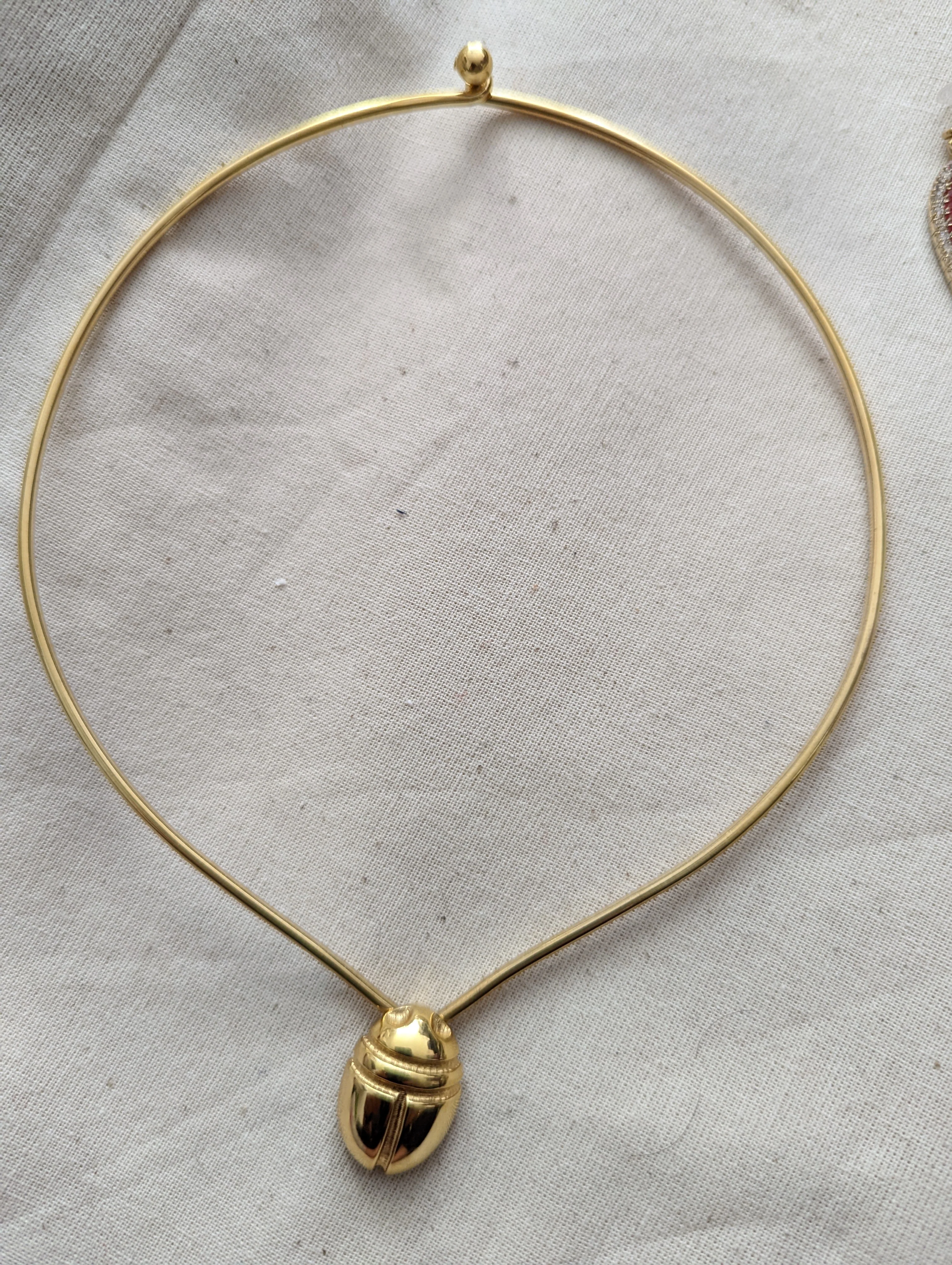 70s Egyptian Revival Gold Necklace By Monet - Image 6
