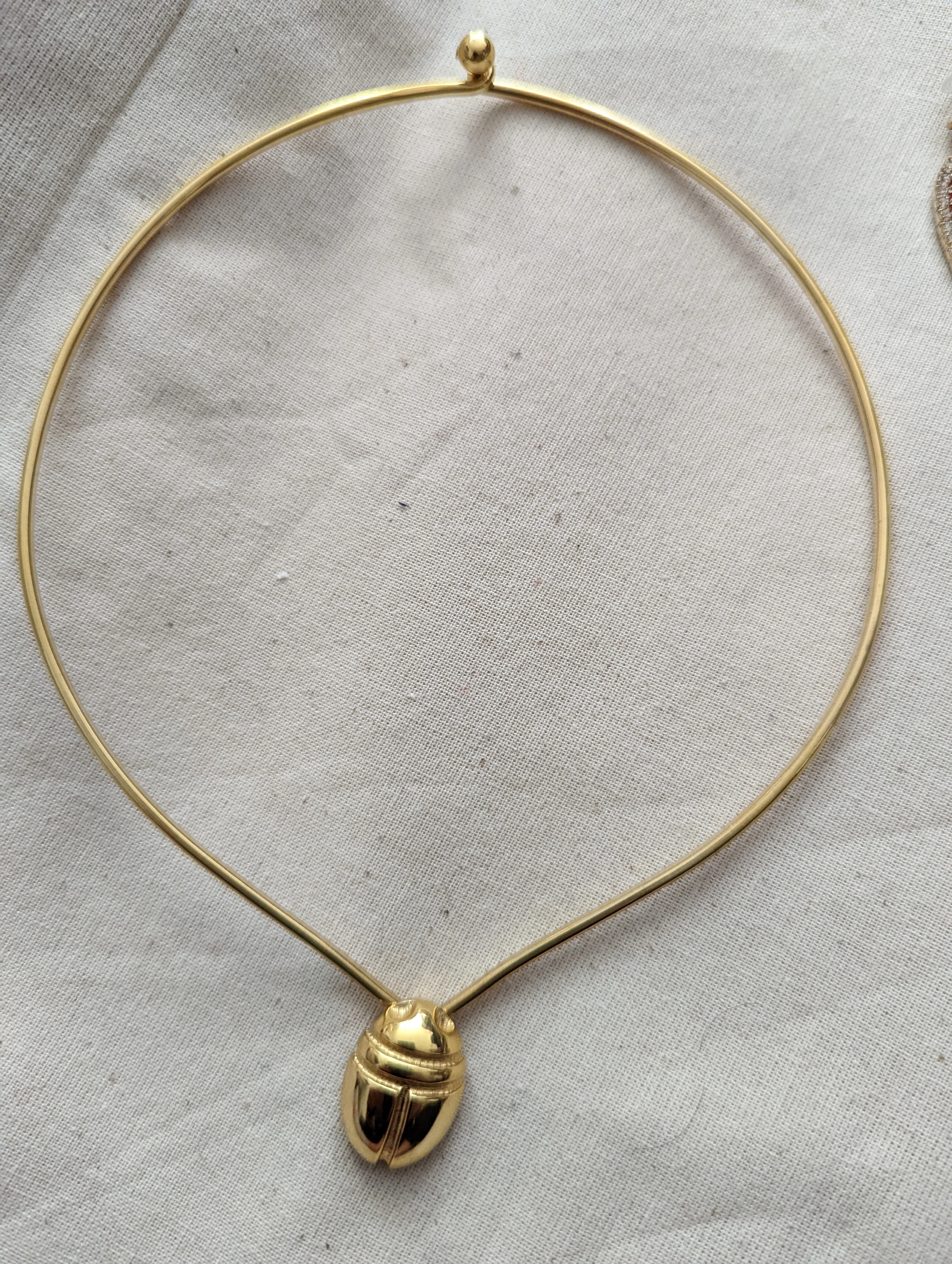 70s Egyptian Revival Gold Necklace By Monet - Image 8