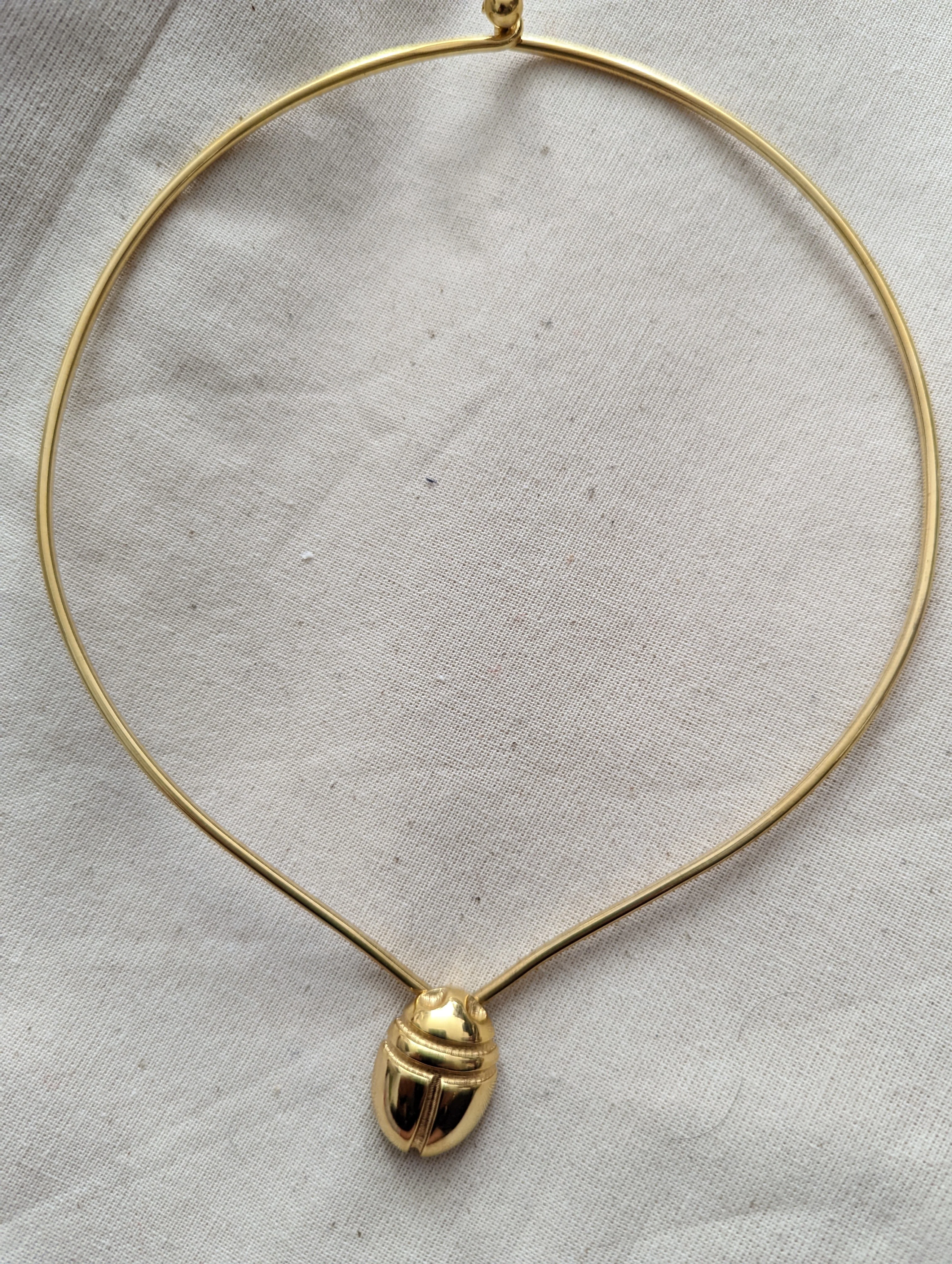 70s Egyptian Revival Gold Necklace By Monet - Image 9