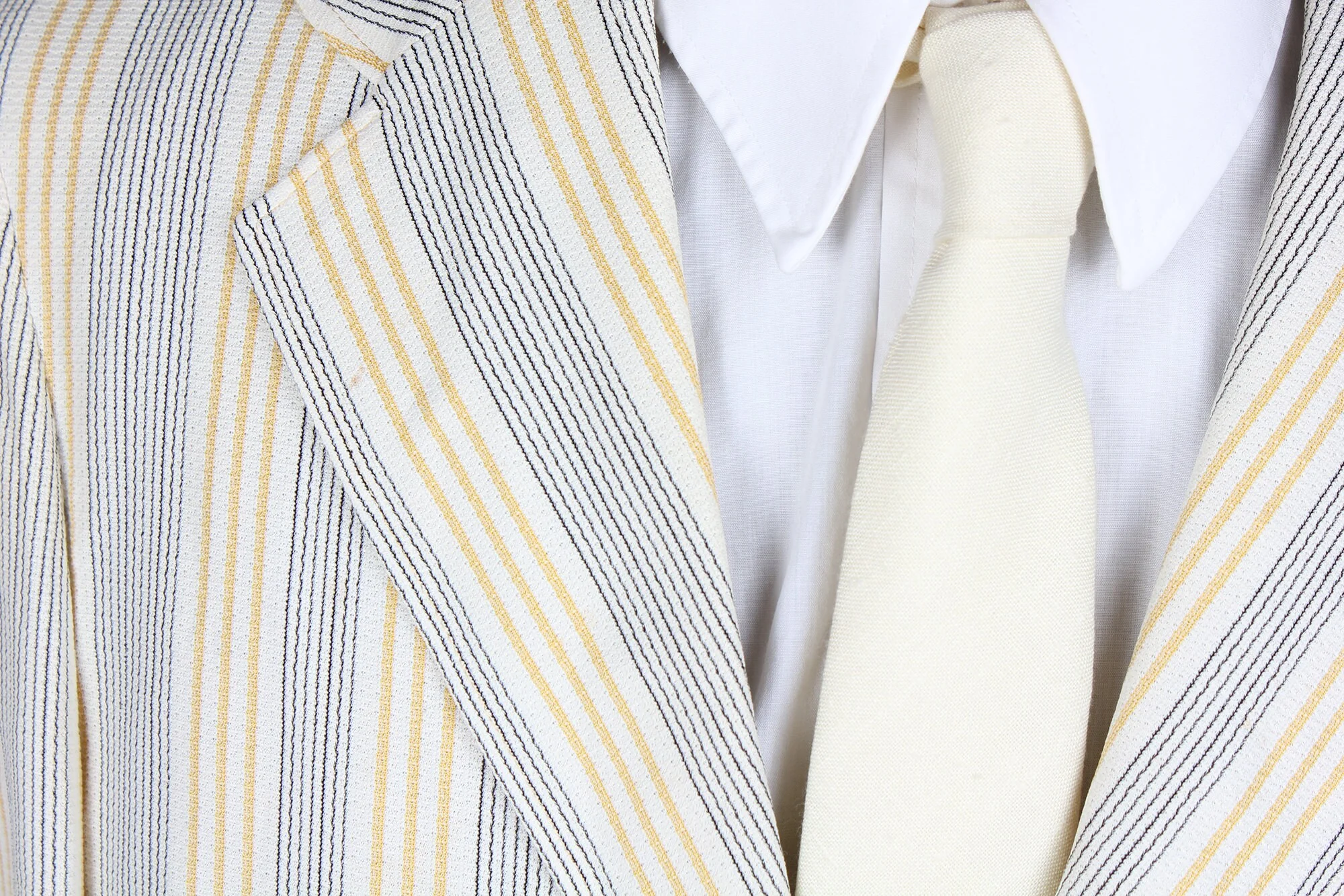 70s Era Marshall Ray Brand Men's Yellow White Black Striped Sport Coat Summer Weight by Marshall Ray - Image 6