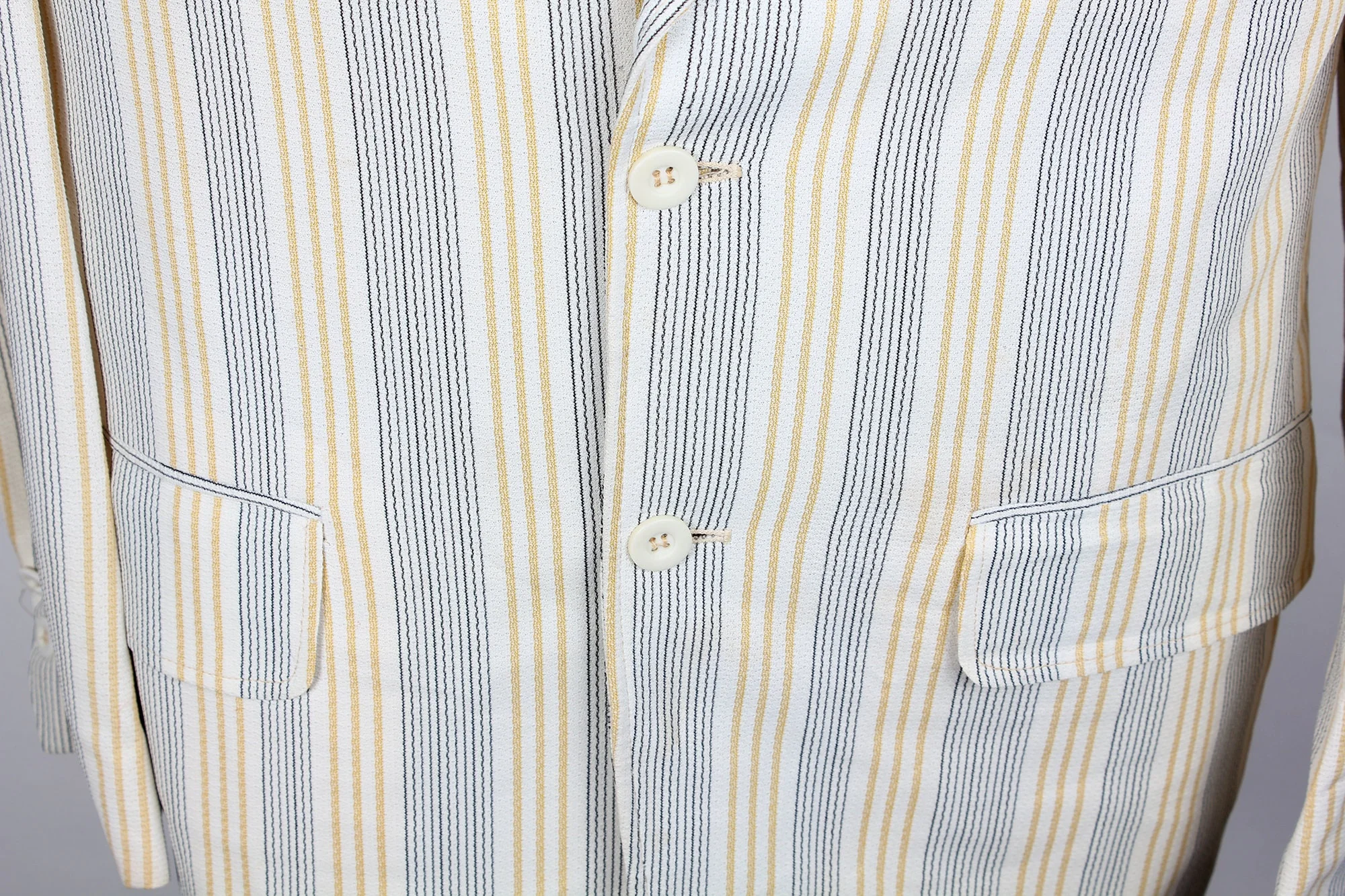 70s Era Marshall Ray Brand Men's Yellow White Black Striped Sport Coat Summer Weight by Marshall Ray - Image 7