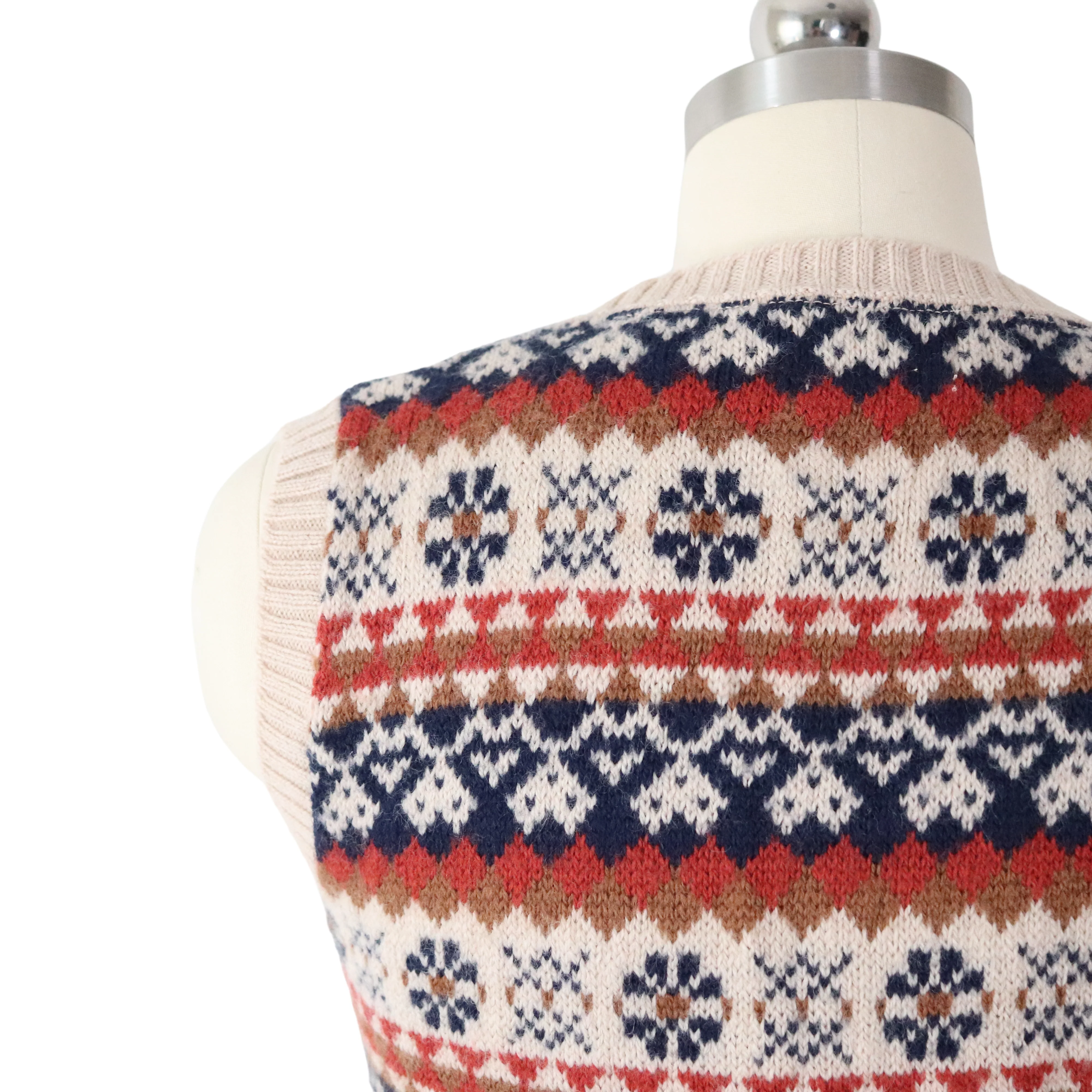 70s Fair Isle Wool Blend Cropped Sweater Vest Knit Top By John Meyer - Image 4