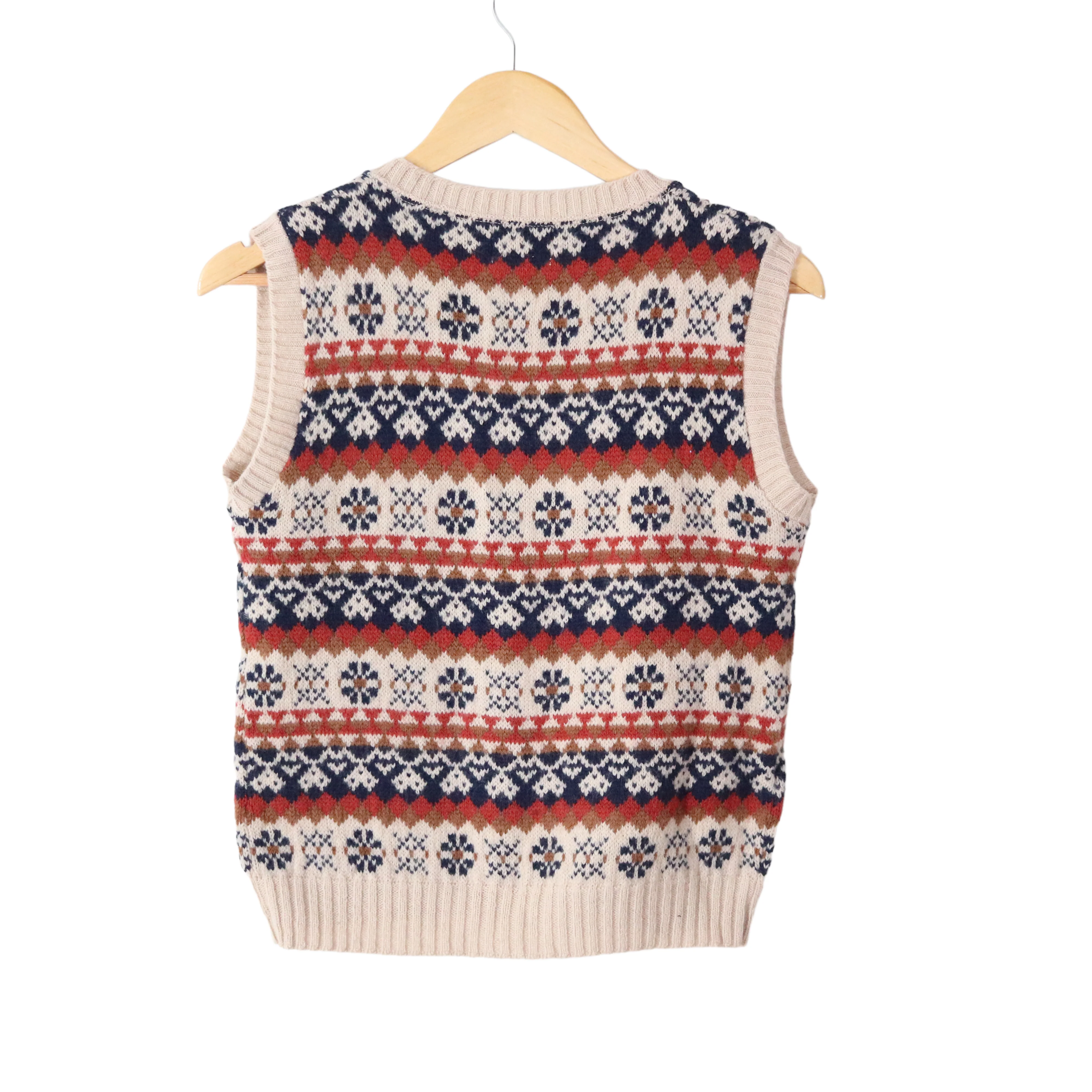 70s Fair Isle Wool Blend Cropped Sweater Vest Knit Top By John Meyer - Image 7