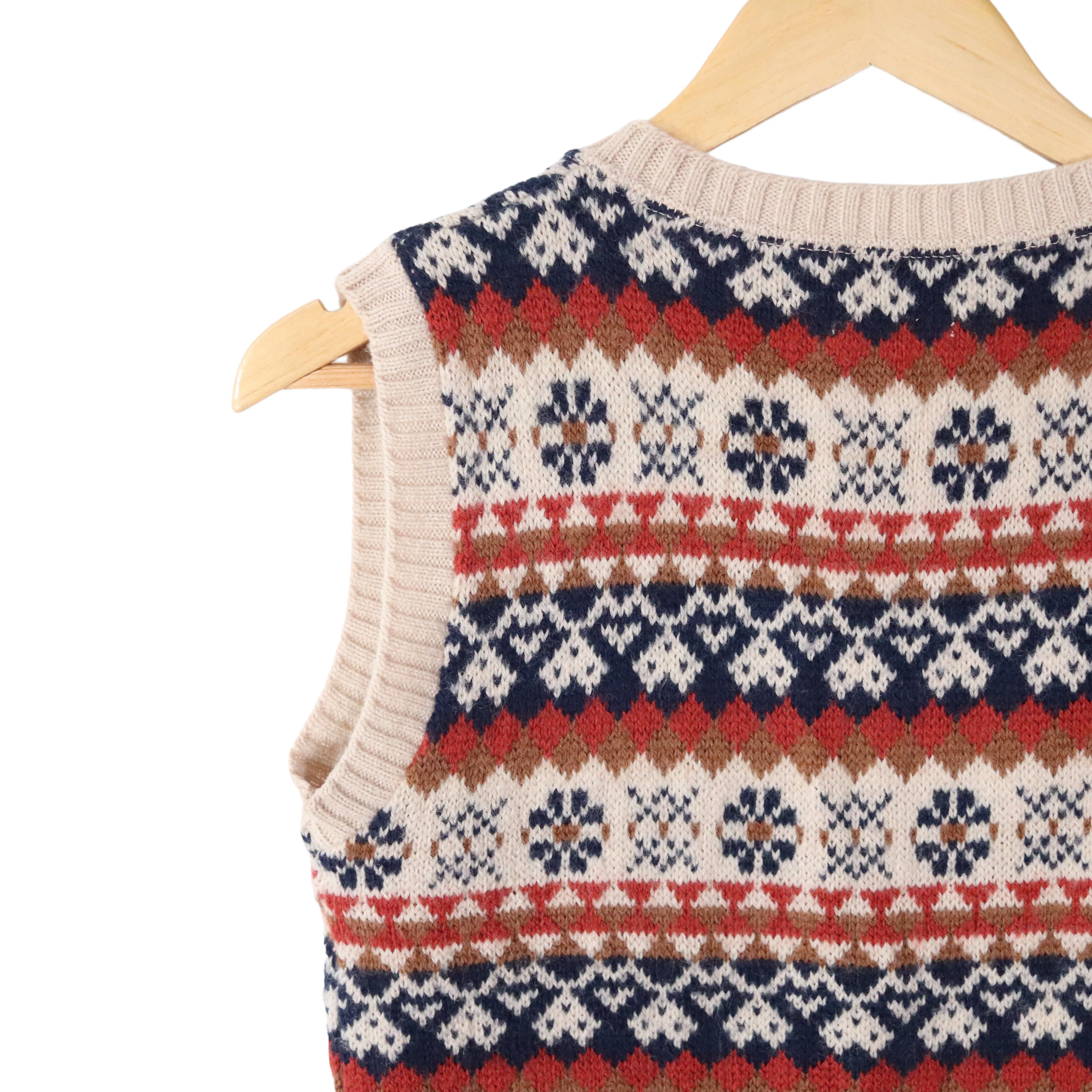 70s Fair Isle Wool Blend Cropped Sweater Vest Knit Top By John Meyer - Image 8