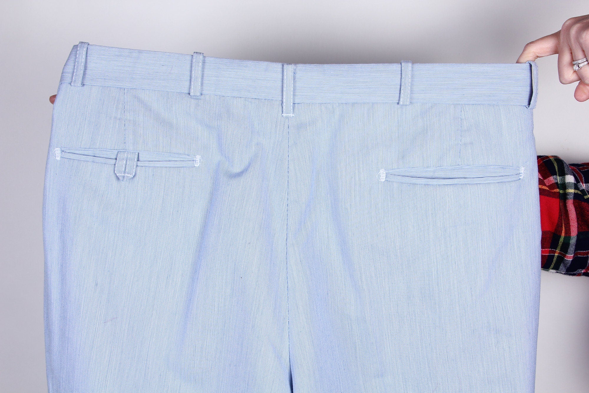 70s Farah Brand Blue White Striped Seersucker Men's Summer Dress Pants Slacks by Farah - Image 5
