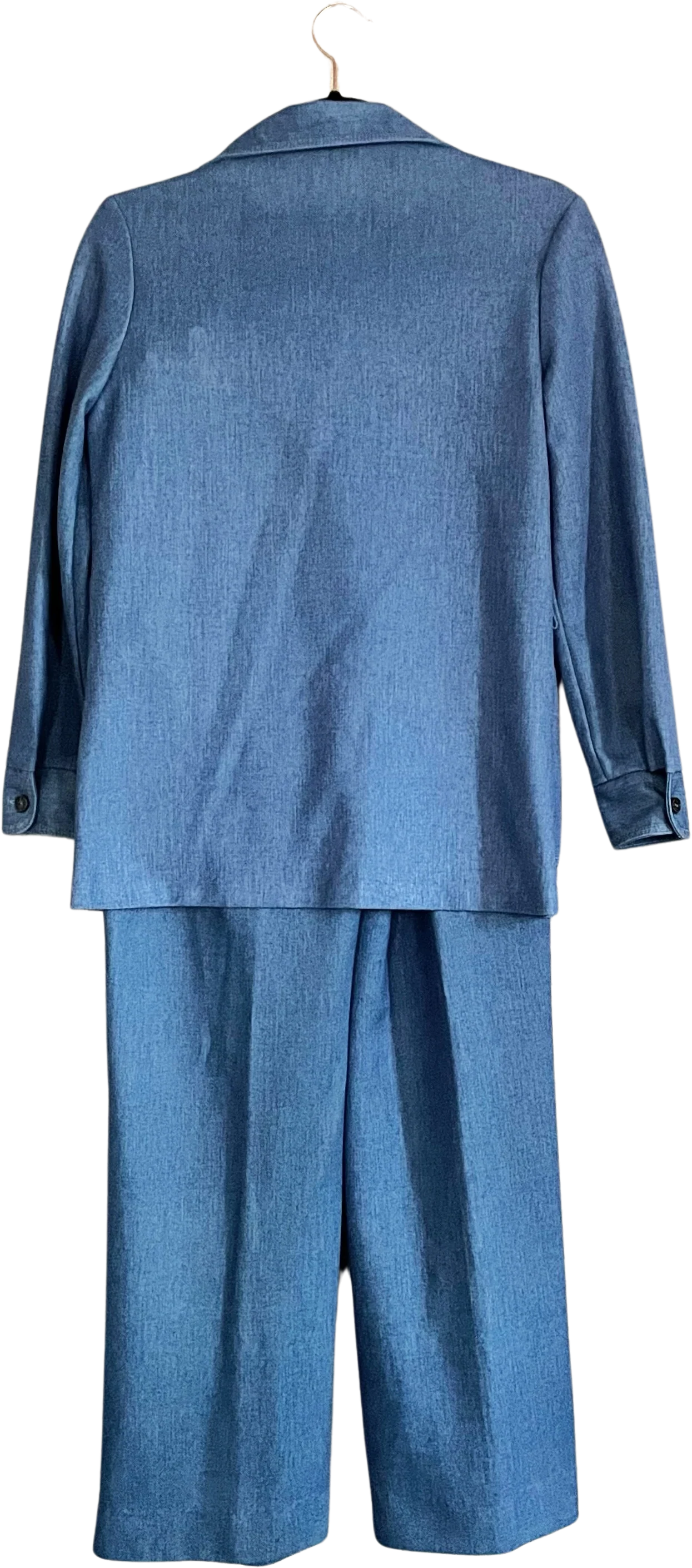 70s Faux Denim Pant Suit - Image 2