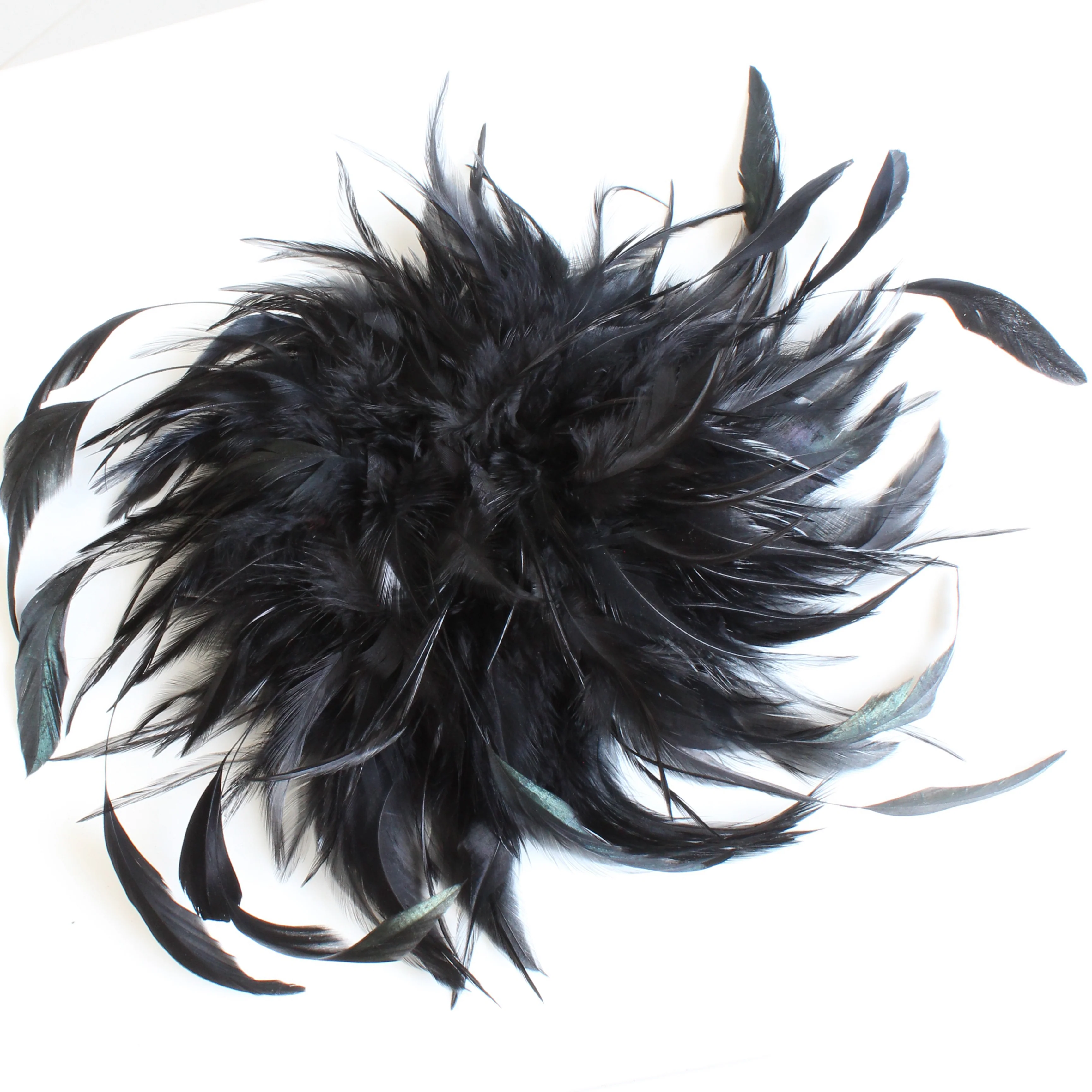 70s Feather Cap Hat Head Piece Rare Black Iridescent By Yves Saint Laurent - Image 11