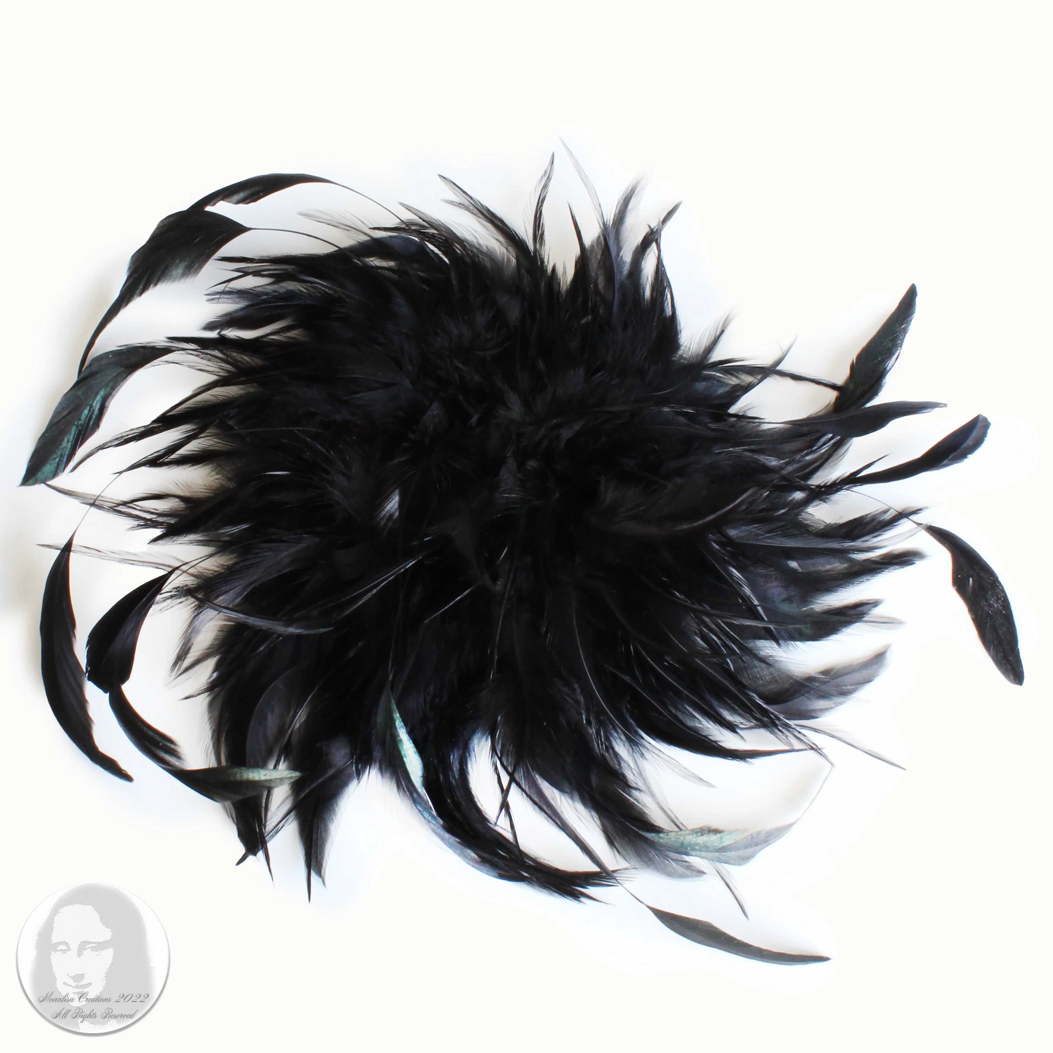 70s Feather Cap Hat Head Piece Rare Black Iridescent By Yves Saint Laurent - Image 7