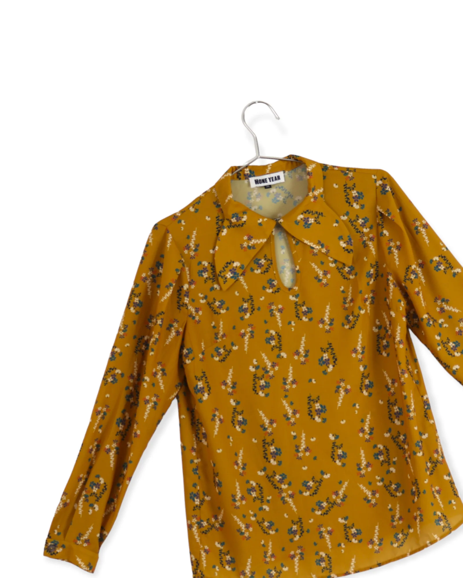 70s Floral Blouse W Exaggerated Collar - Image 4
