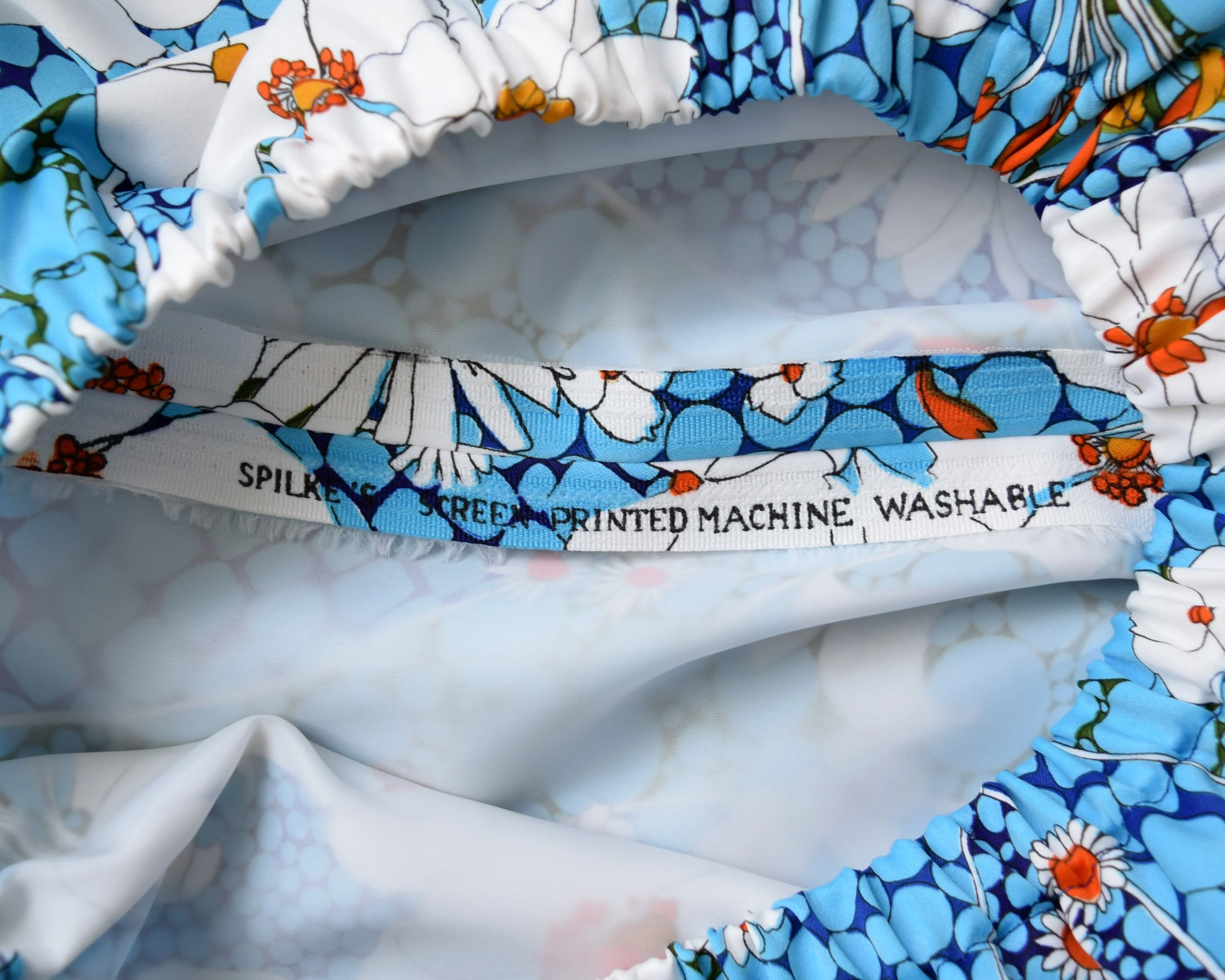 70s Floral Maxi Skirt Vintage 70s Skirt, Blue and White Flower Power Elastic Waist Skirt, Medium Large - Image 7