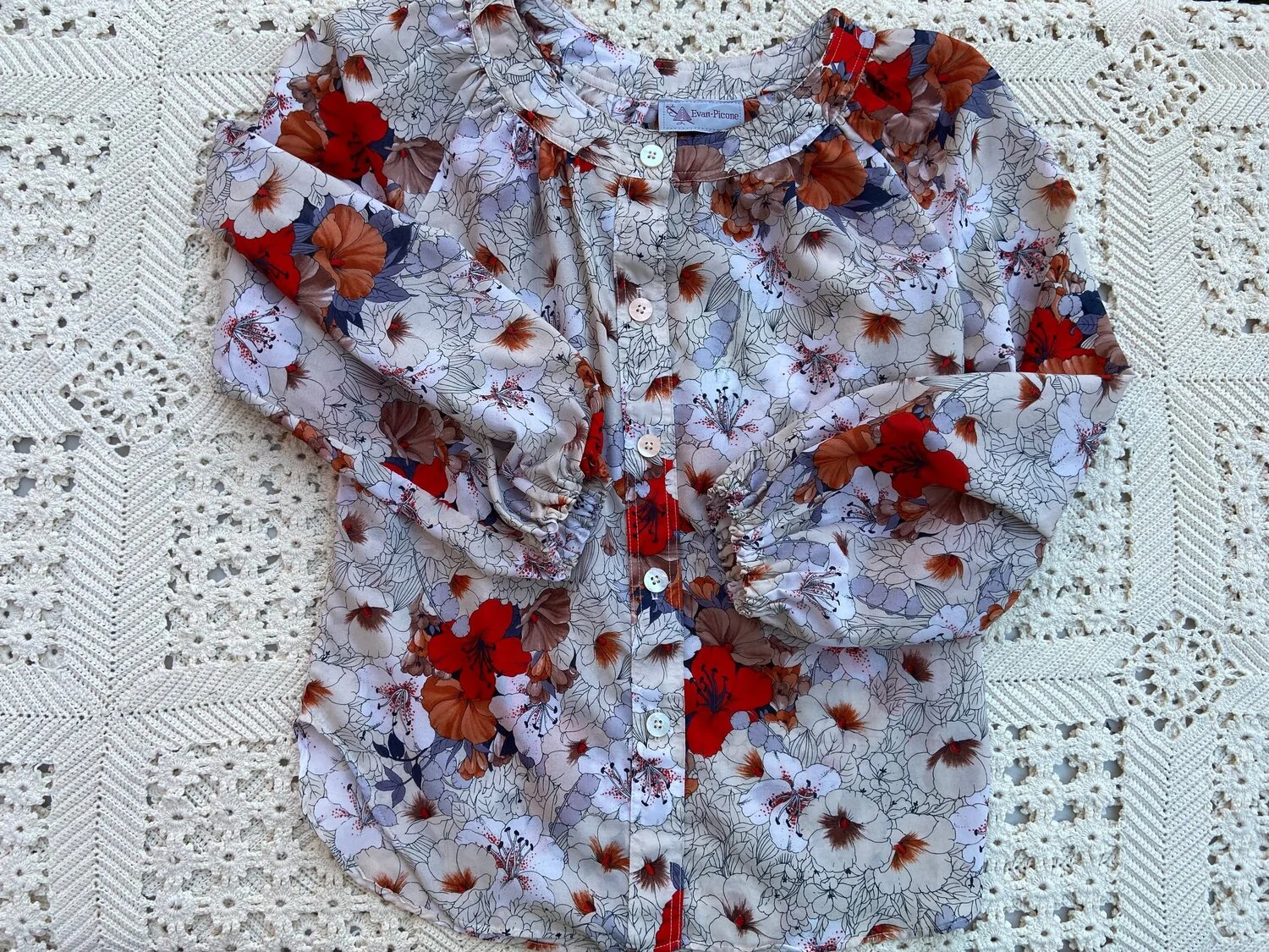 70s Floral Silk Pleated Skirt With Peasant Blouse By Evan Picone - Image 5