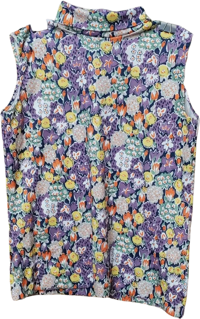 70s Floral Turtleneck Tank Top Md by Devon