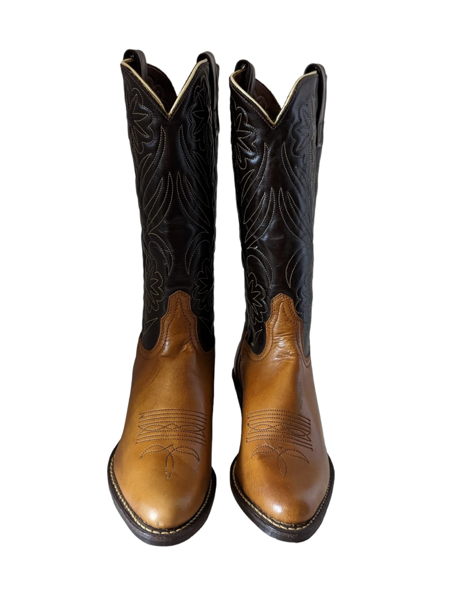 70s Flower Stitch Cowboy Western Boots Size 6 A Narrow By Acme - Image 4