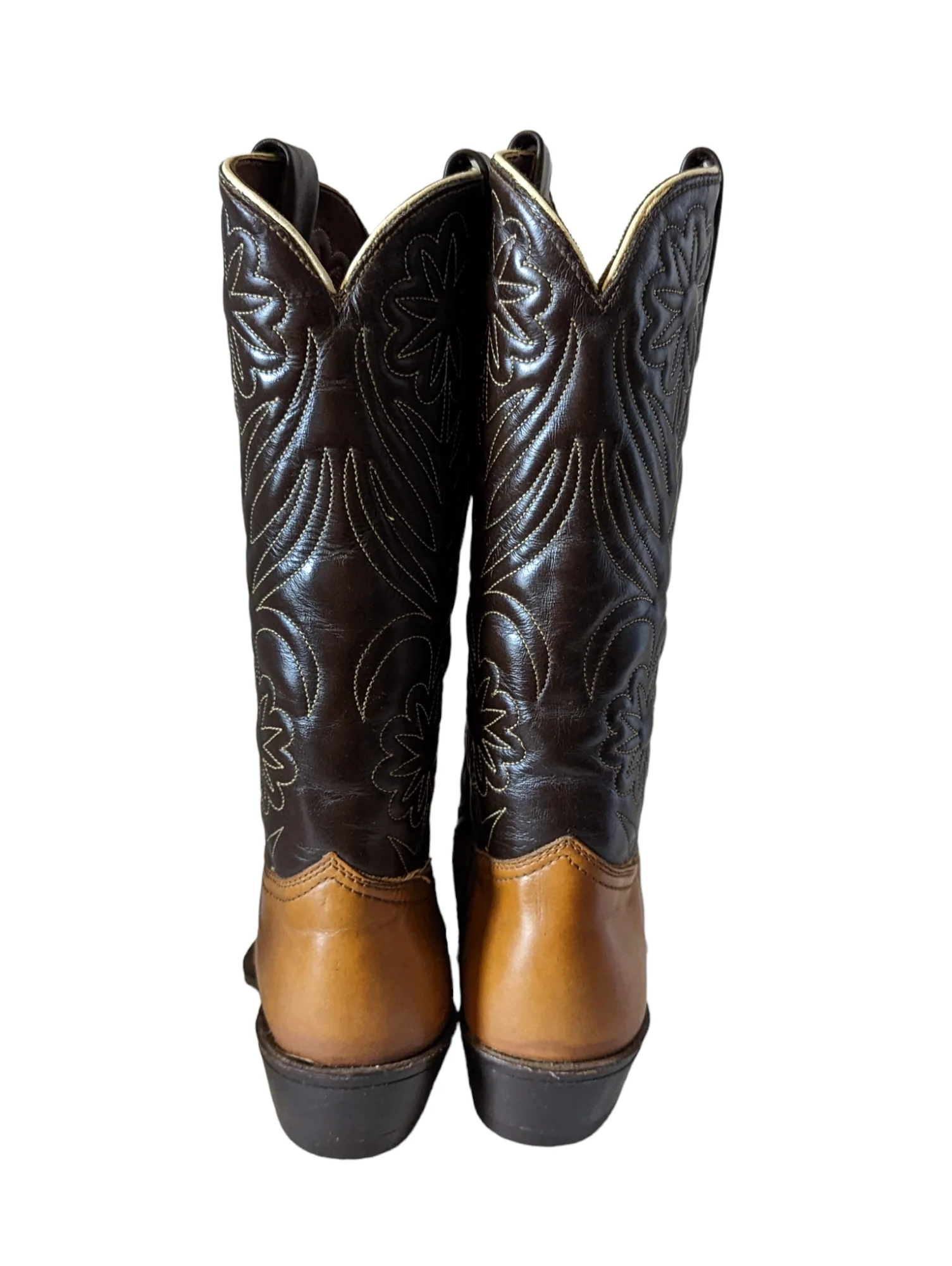70s Flower Stitch Cowboy Western Boots Size 6 A Narrow By Acme - Image 5
