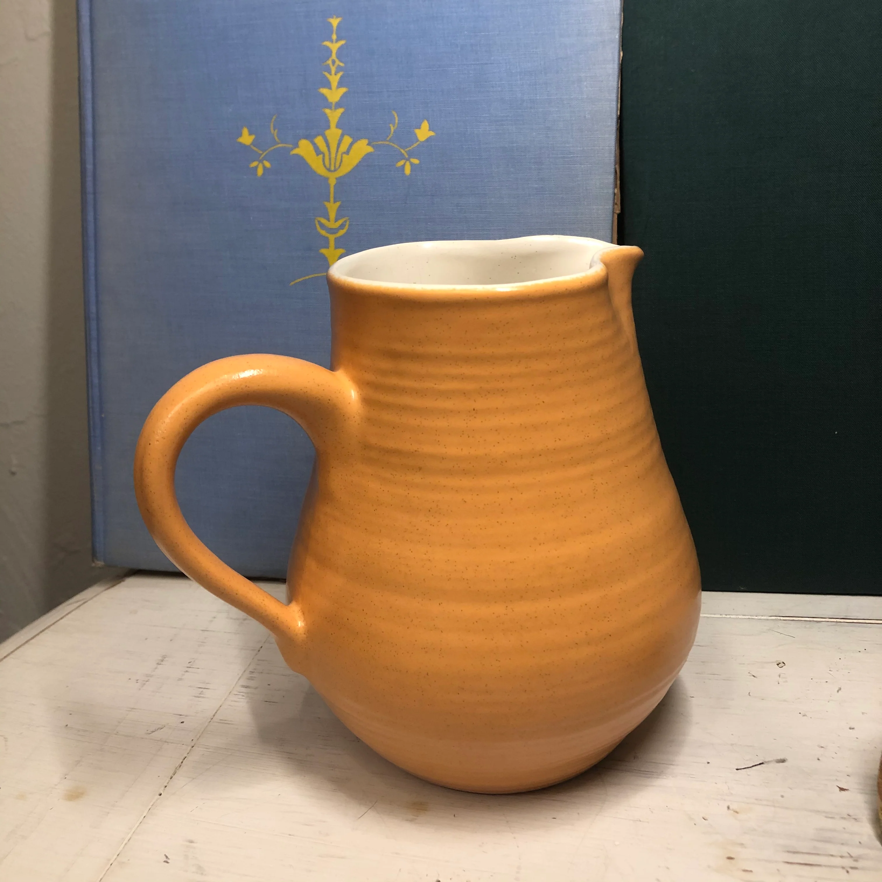 70s Franciscan Pottery 70s Sherbet Orange Pitcher Vase - Image 5