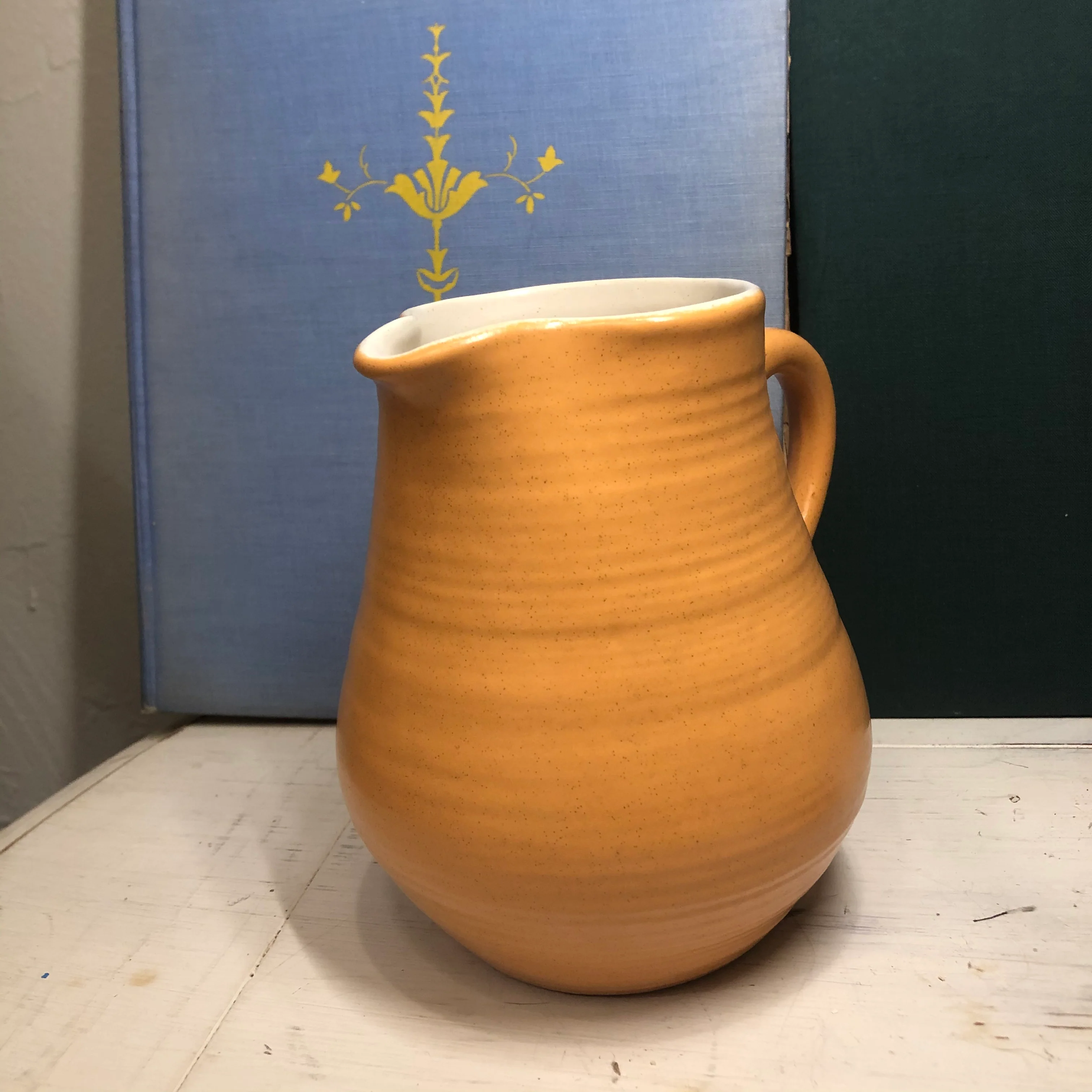 70s Franciscan Pottery 70s Sherbet Orange Pitcher Vase - Image 6