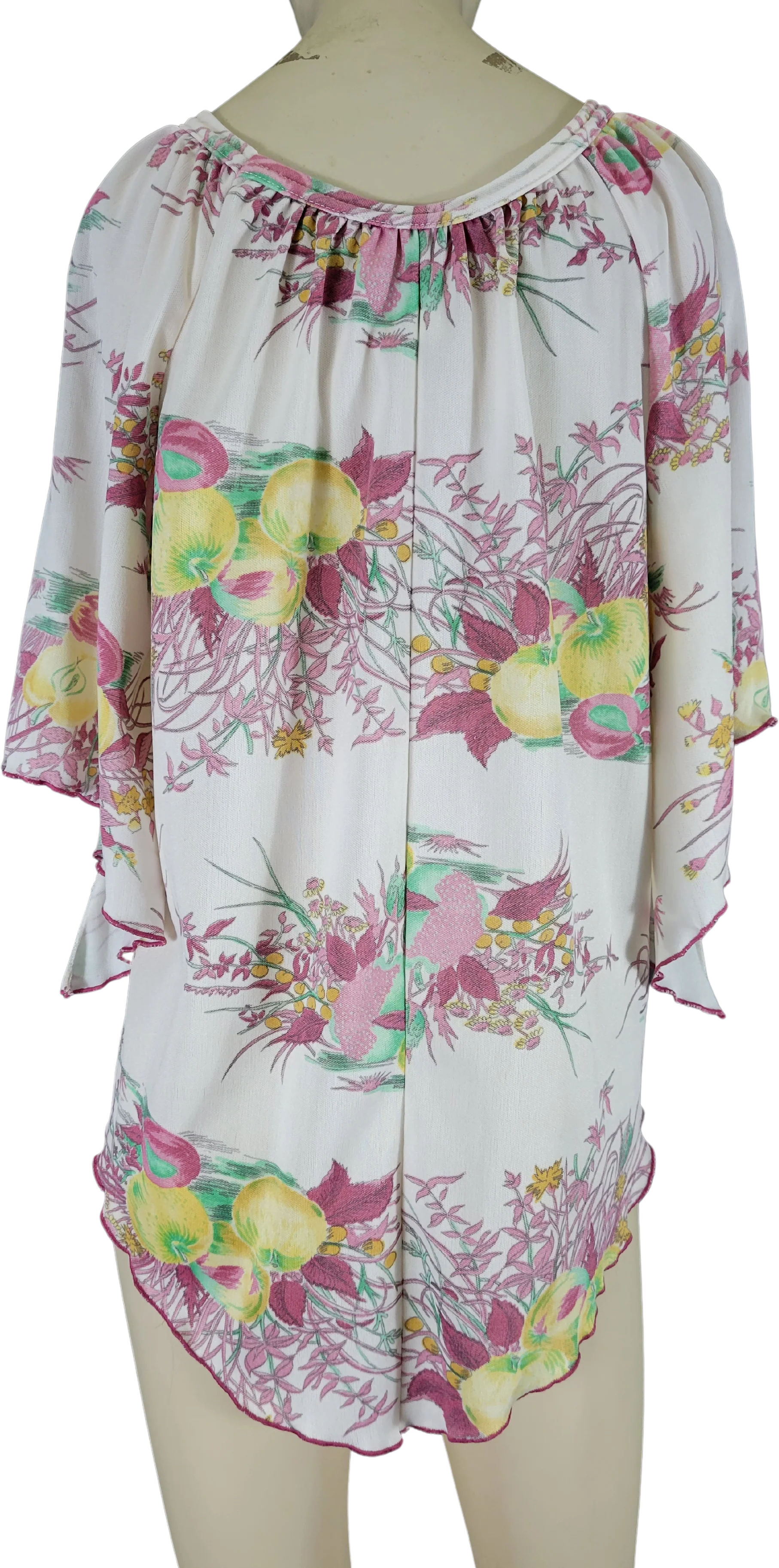 70s Fruit And Floral Angel Sleeve Top - Image 2