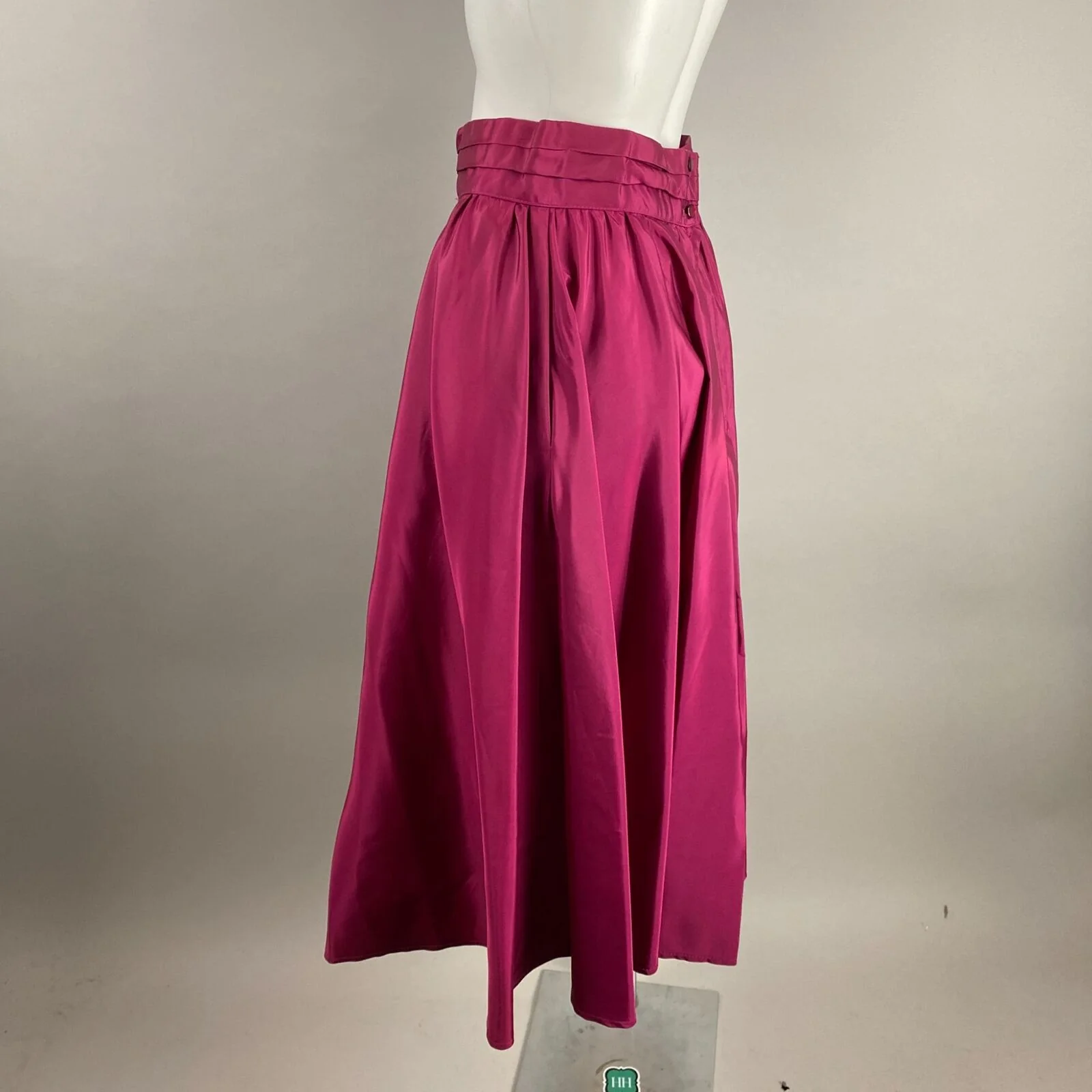 70s Fuchsia Pink A-line Taffeta Midi Skirt By Gunne Sax - Image 4