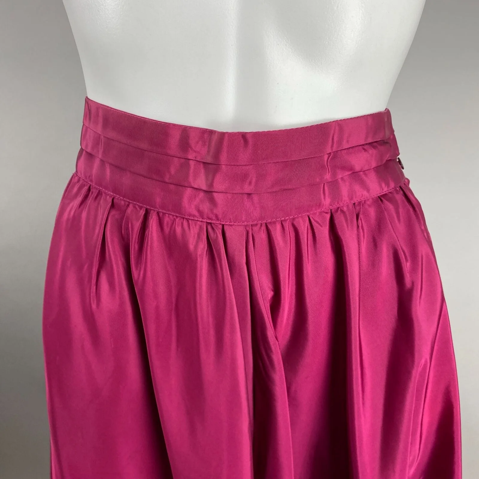 70s Fuchsia Pink A-line Taffeta Midi Skirt By Gunne Sax - Image 9