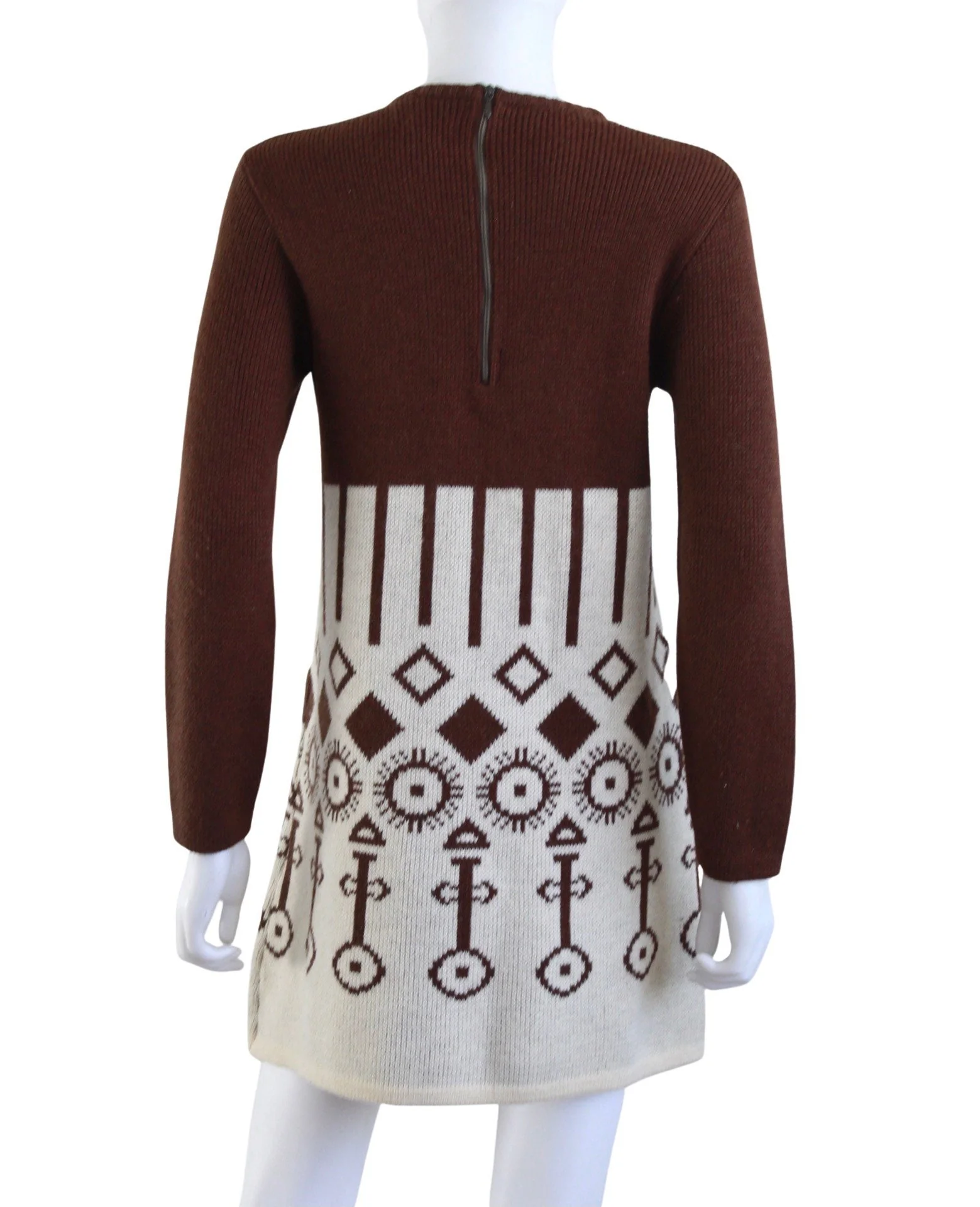 70s Geometric Knit Mod Sweater Dress Size Small / Med by Marshall Field & Company - Image 8