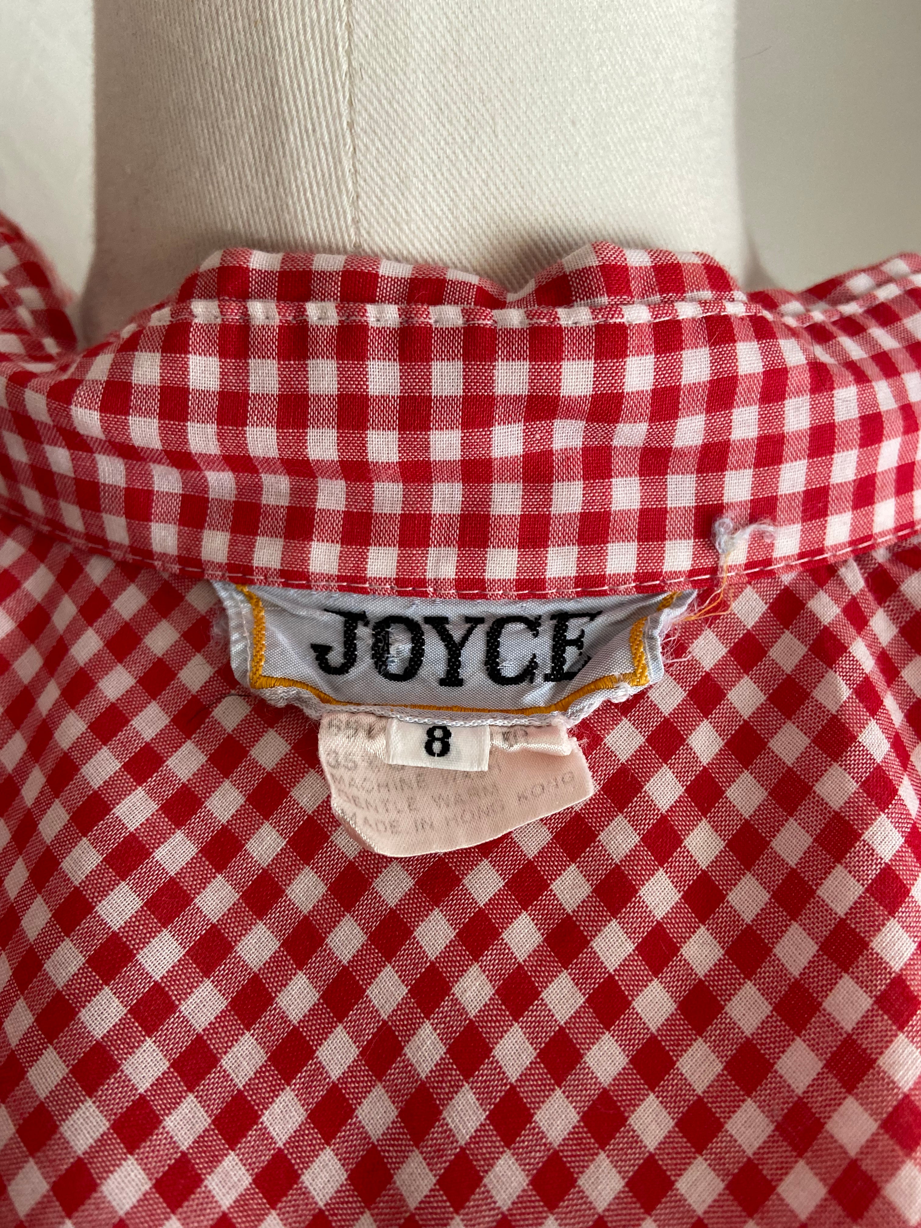 70s Gingham And Chambray Shirt And A-line Skirt Set By Joyce - Image 9