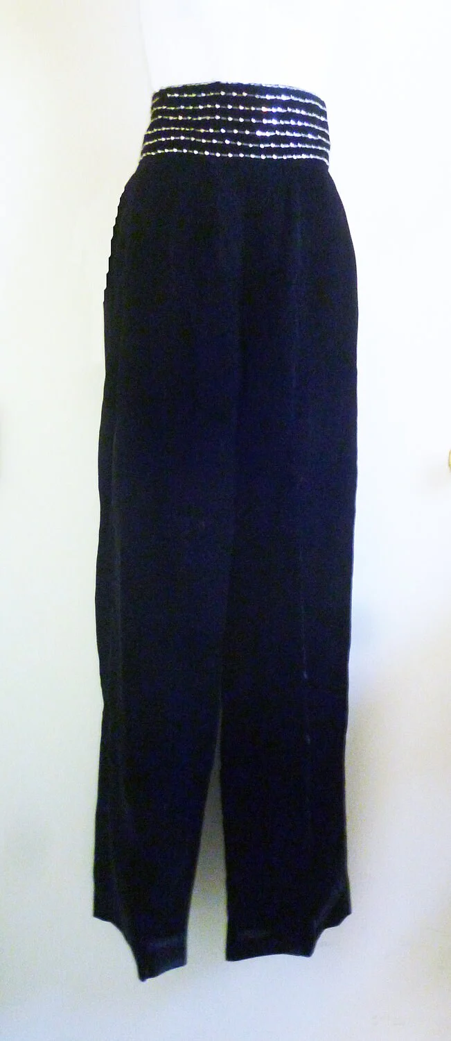 70s Glam Velvet and Rhinestone Pant Suit 26" Waist 34 Bust by Victoria Road Ltd - Image 3