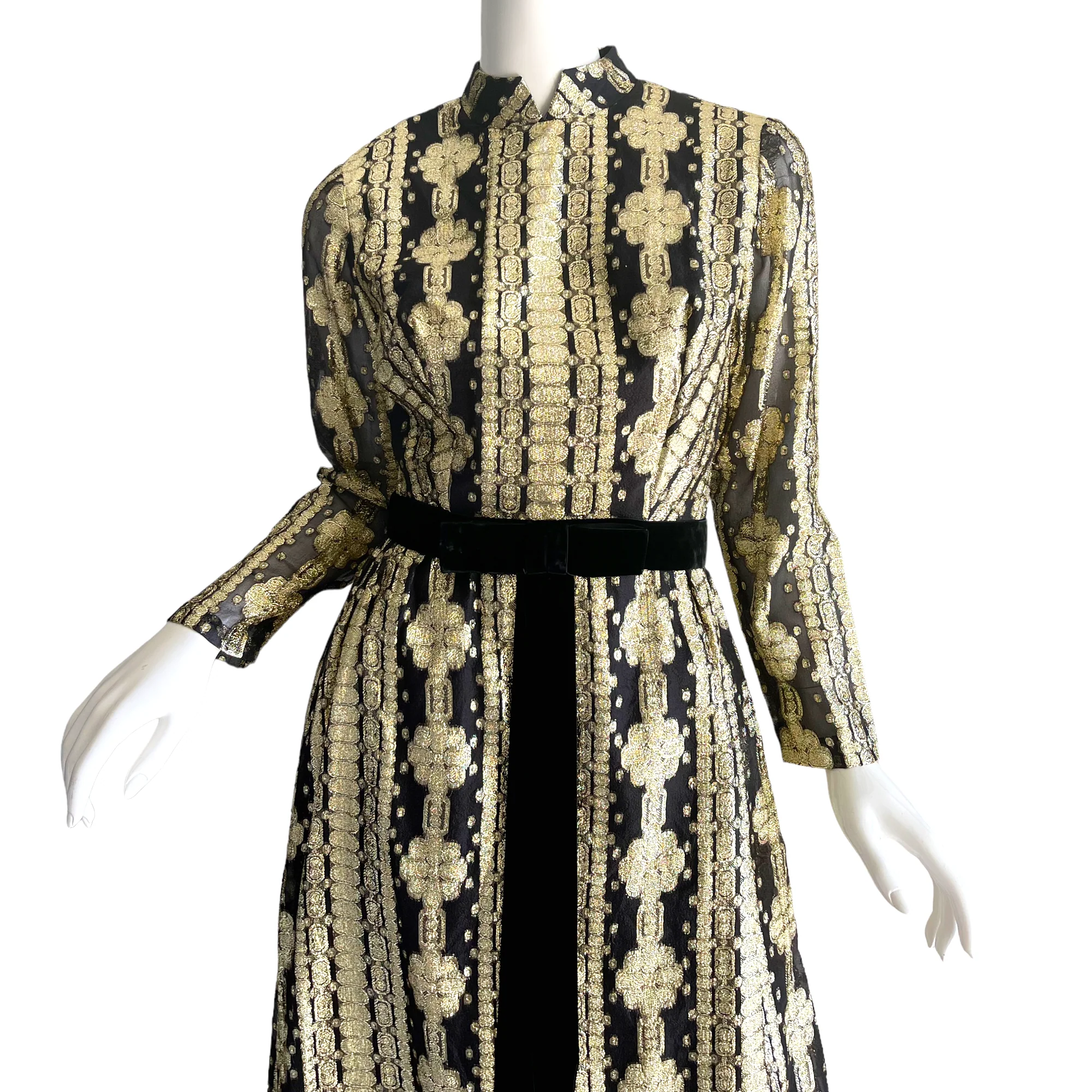 70s Gold Metallic Deadstock Evening Gown - Image 5