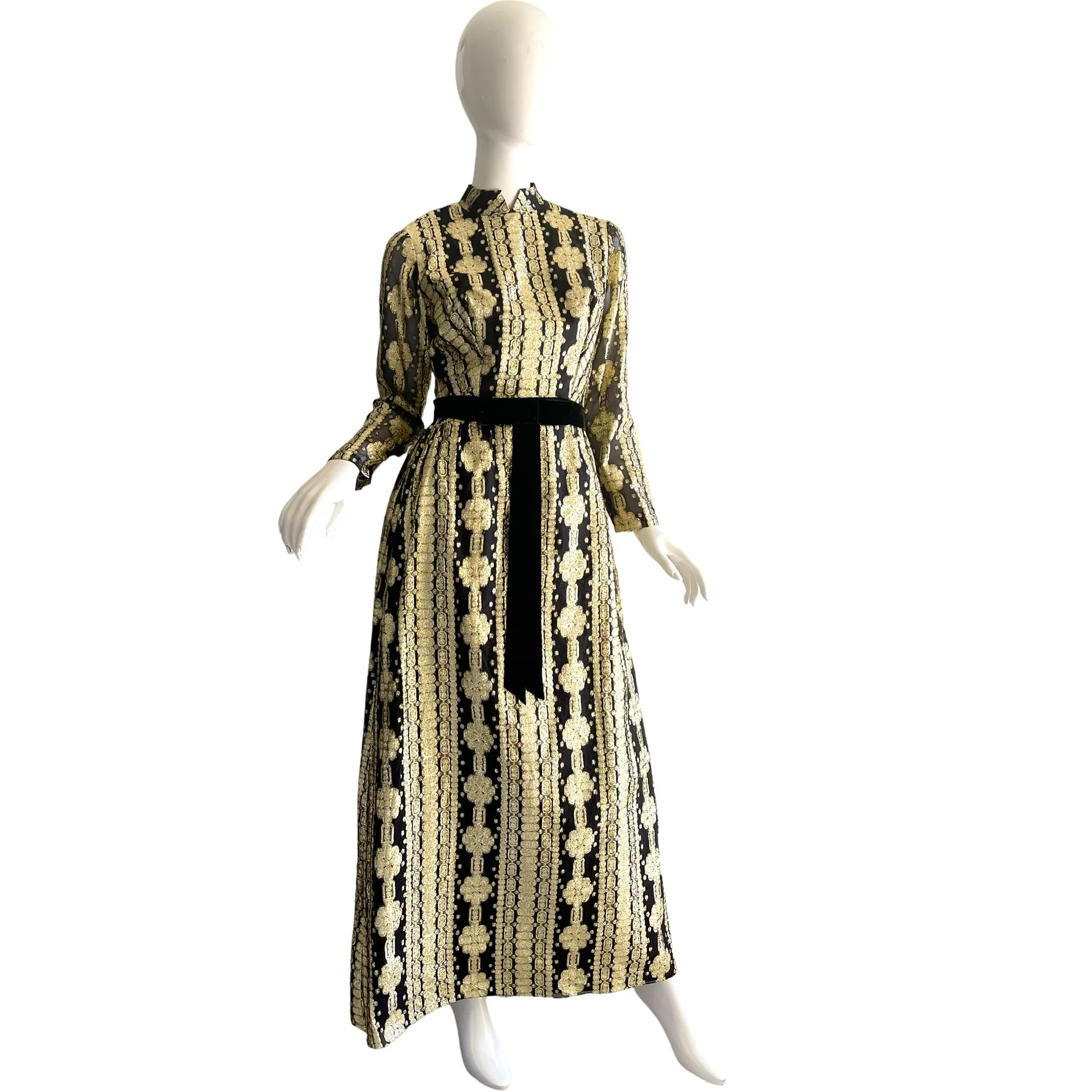 70s Gold Metallic Deadstock Evening Gown - Image 7
