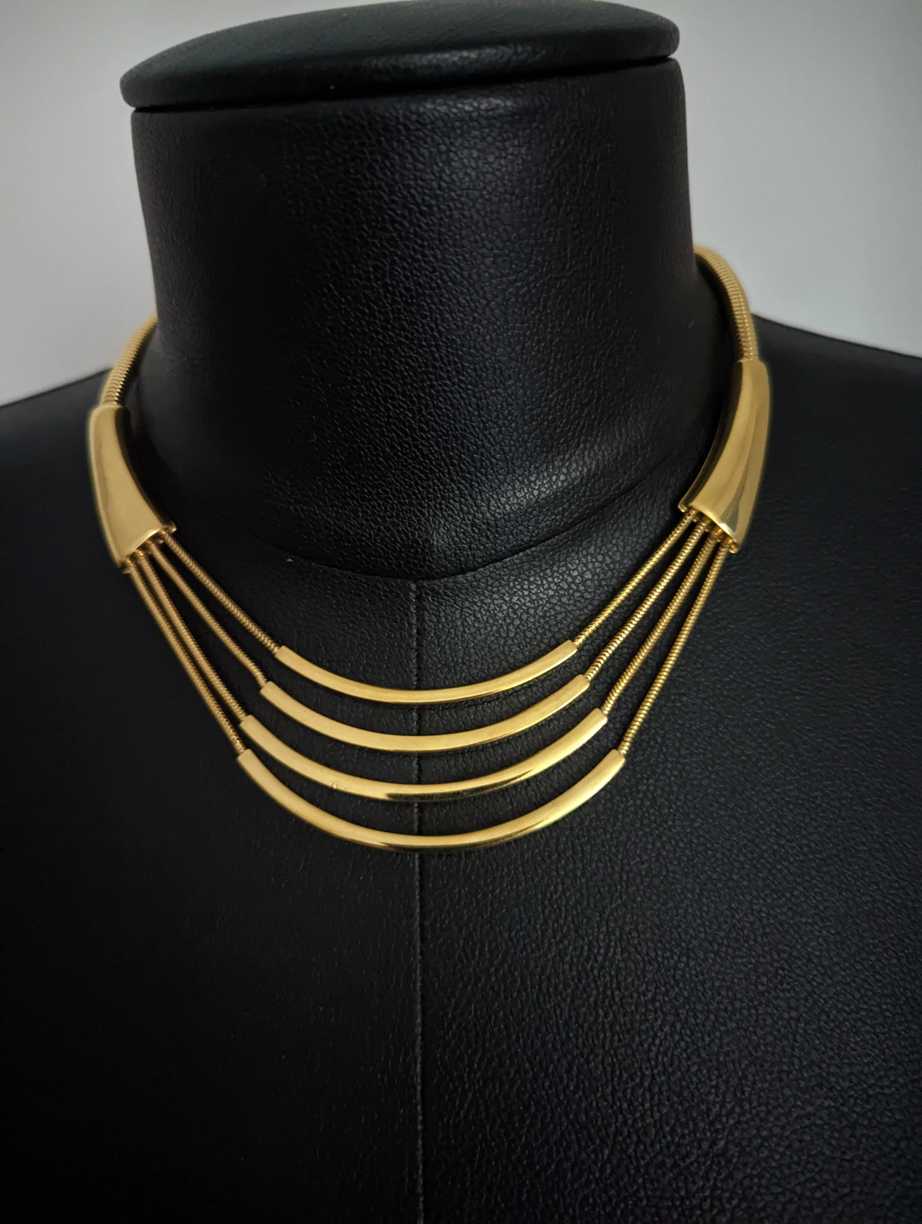 70s Gold Multiple Layer Chain Necklace By Monet - Image 11