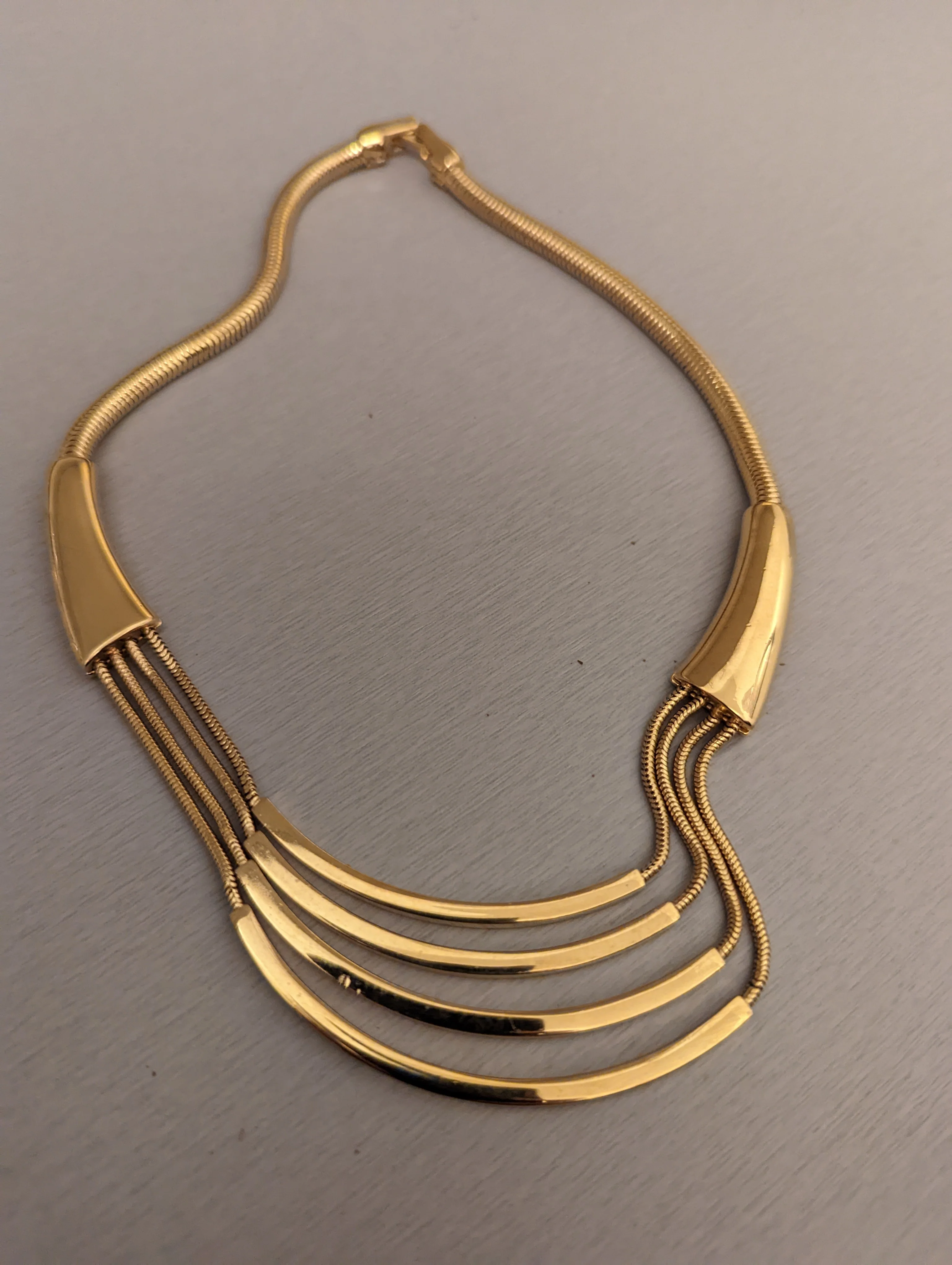 70s Gold Multiple Layer Chain Necklace By Monet - Image 12