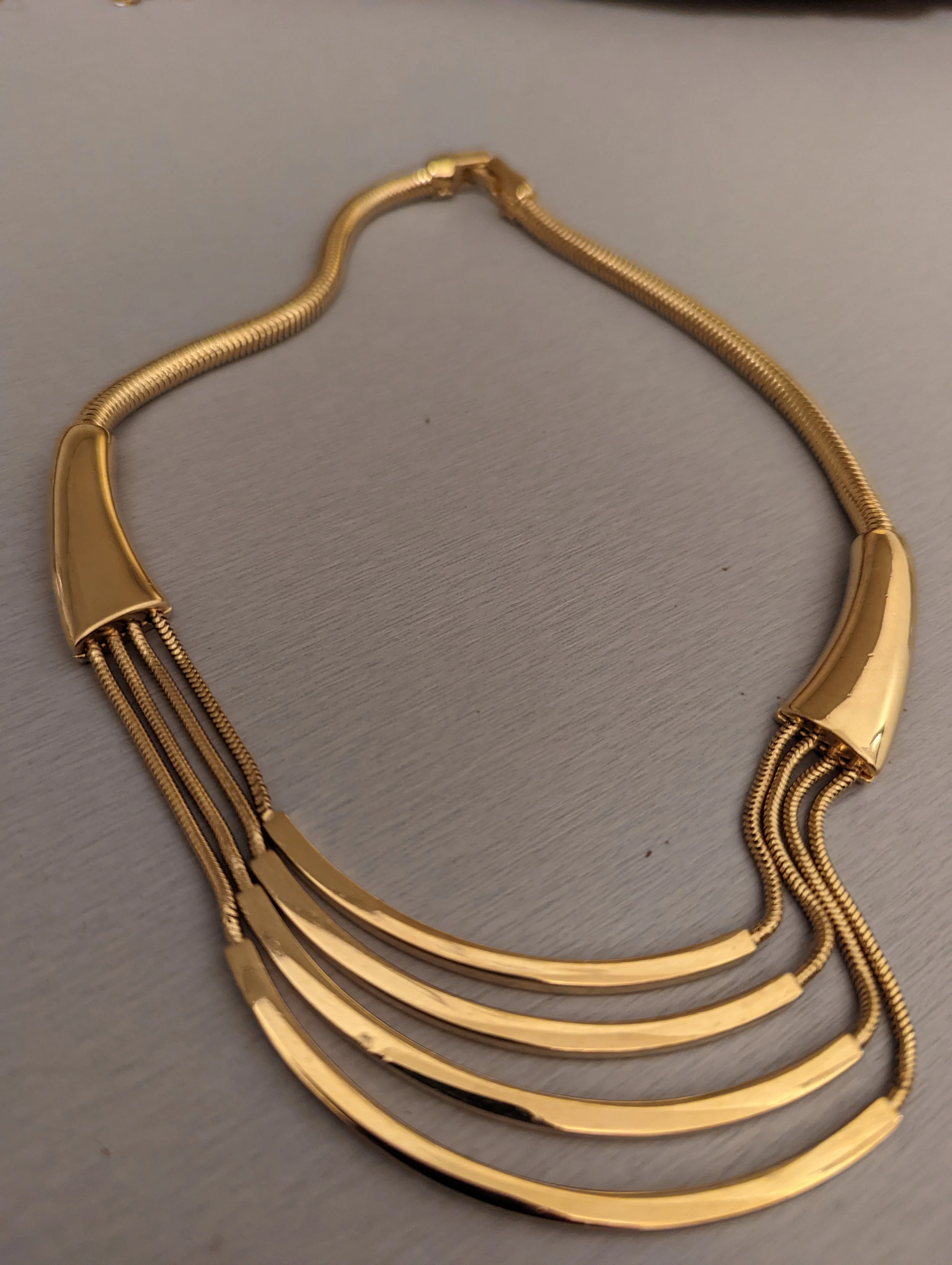 70s Gold Multiple Layer Chain Necklace By Monet - Image 17