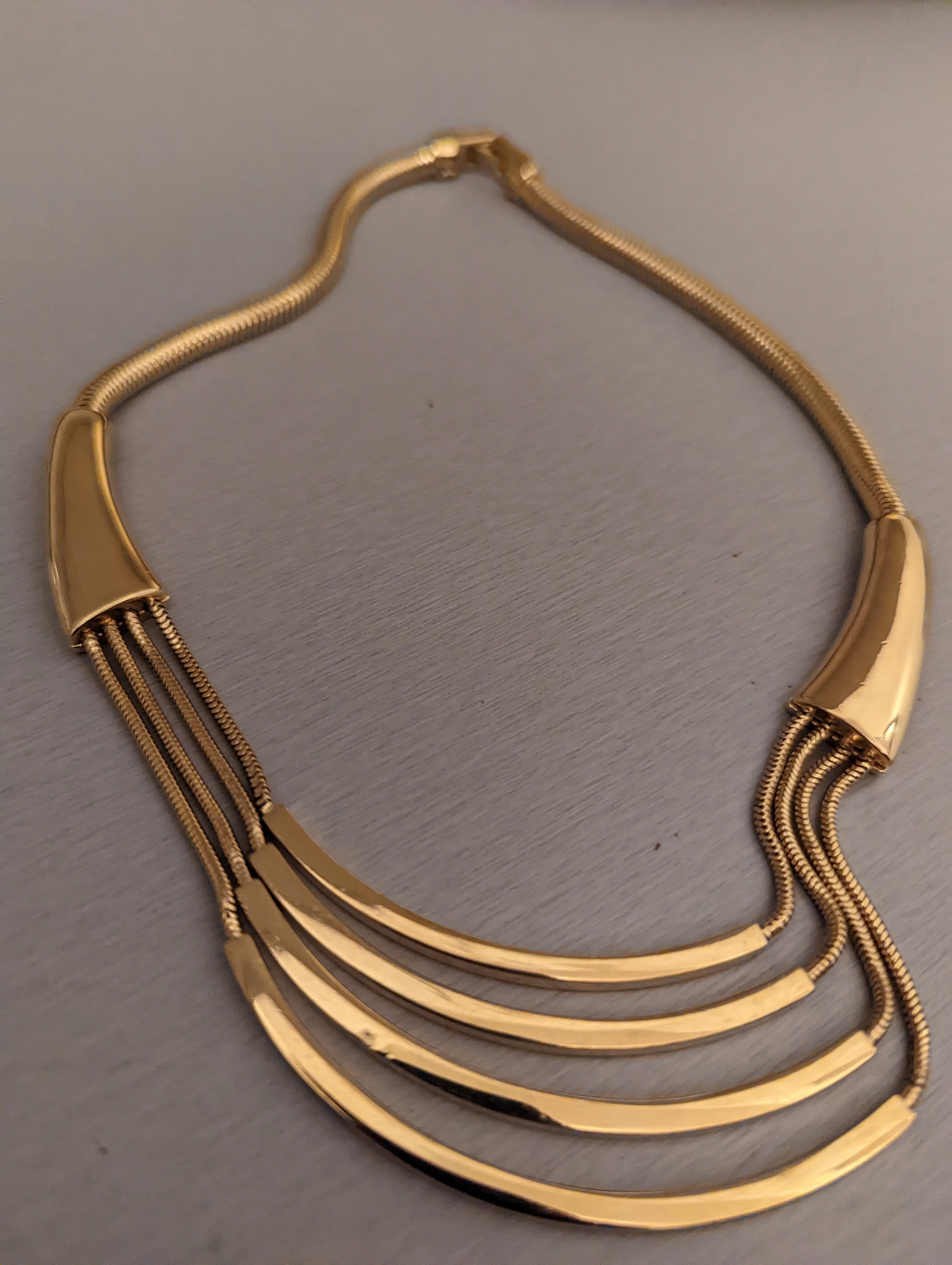 70s Gold Multiple Layer Chain Necklace By Monet - Image 3