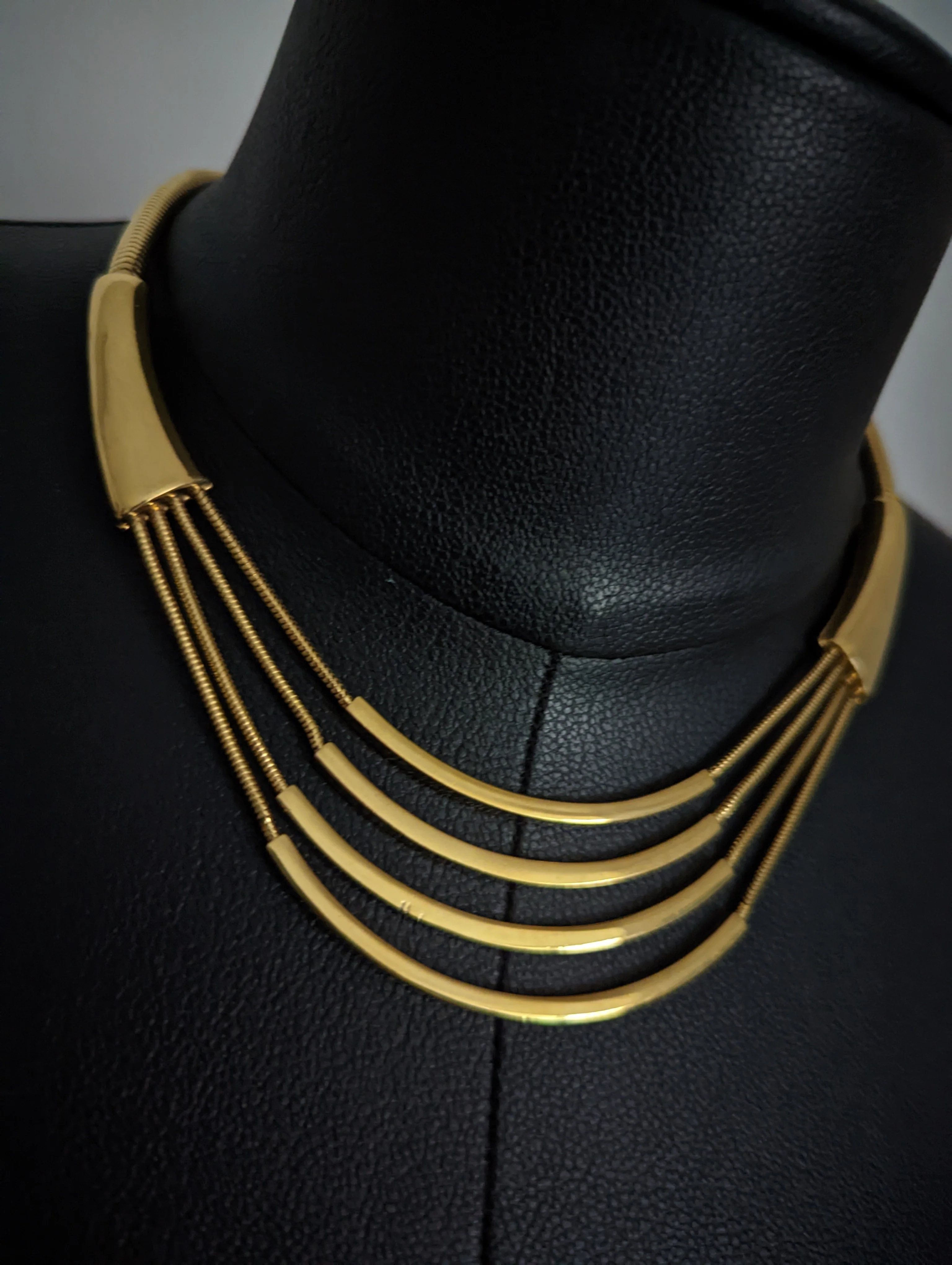 70s Gold Multiple Layer Chain Necklace By Monet - Image 7