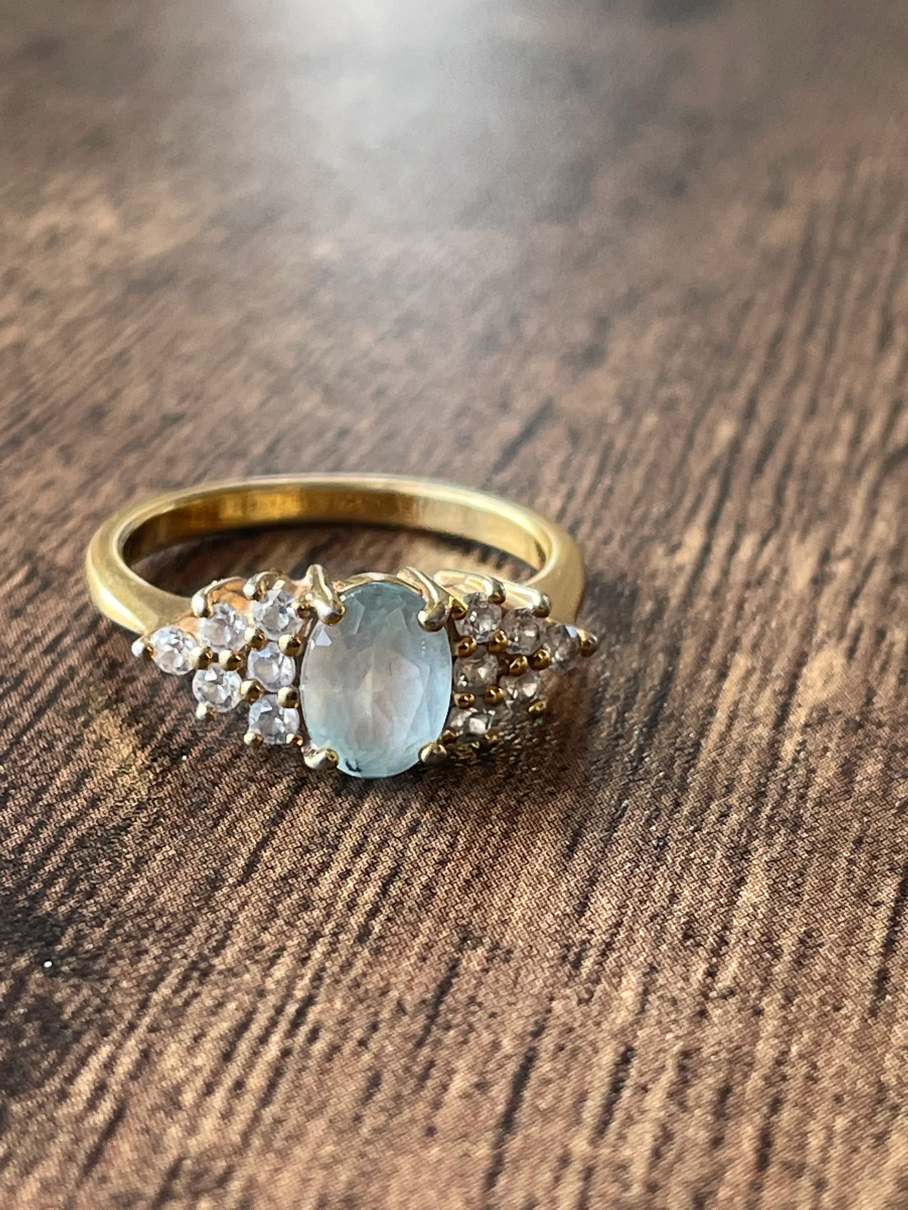 70s Gold Plated Aquamarine Ring - Image 2