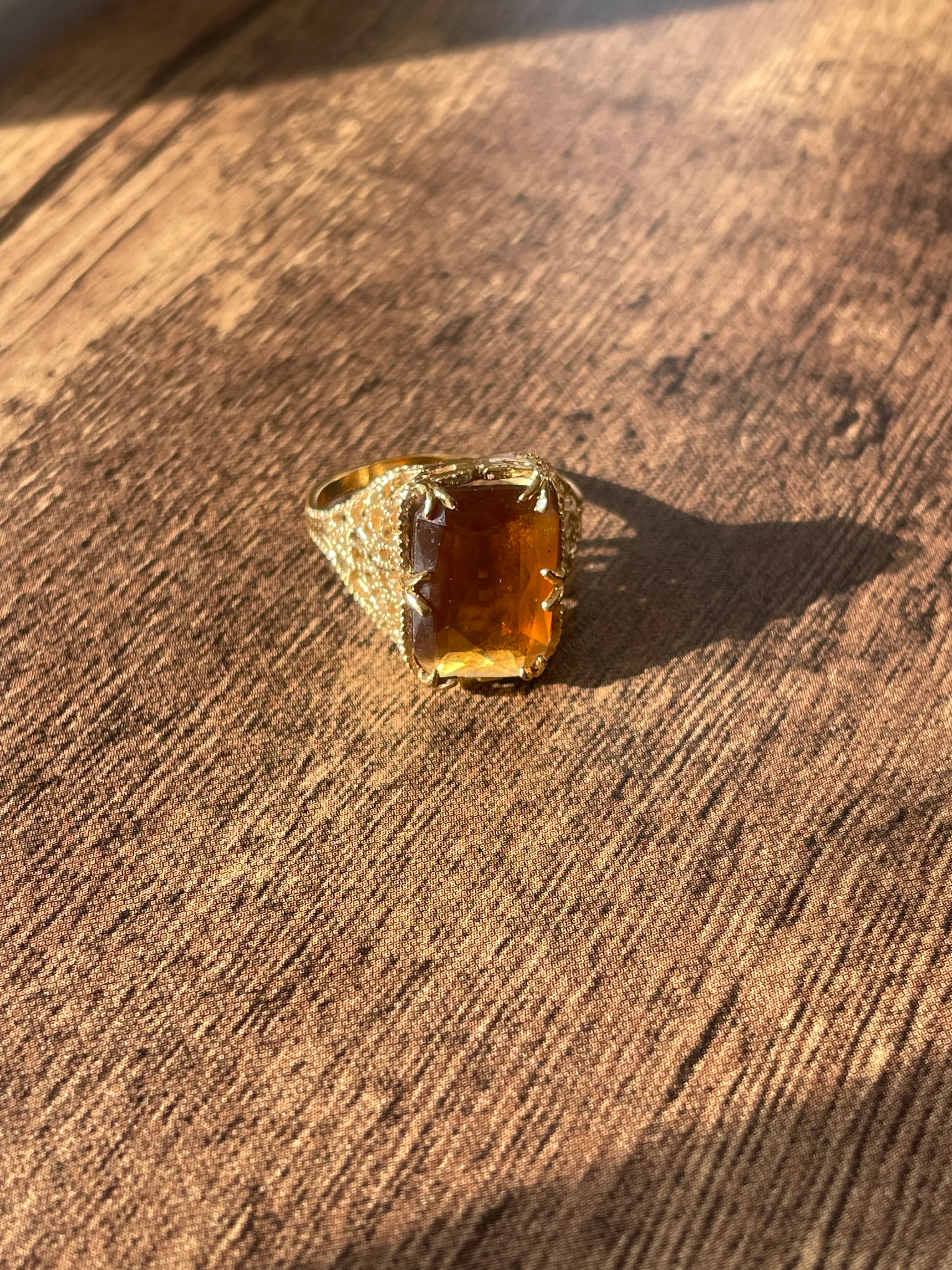 70s Gold Plated Filigree Cocktail Ring - Image 8