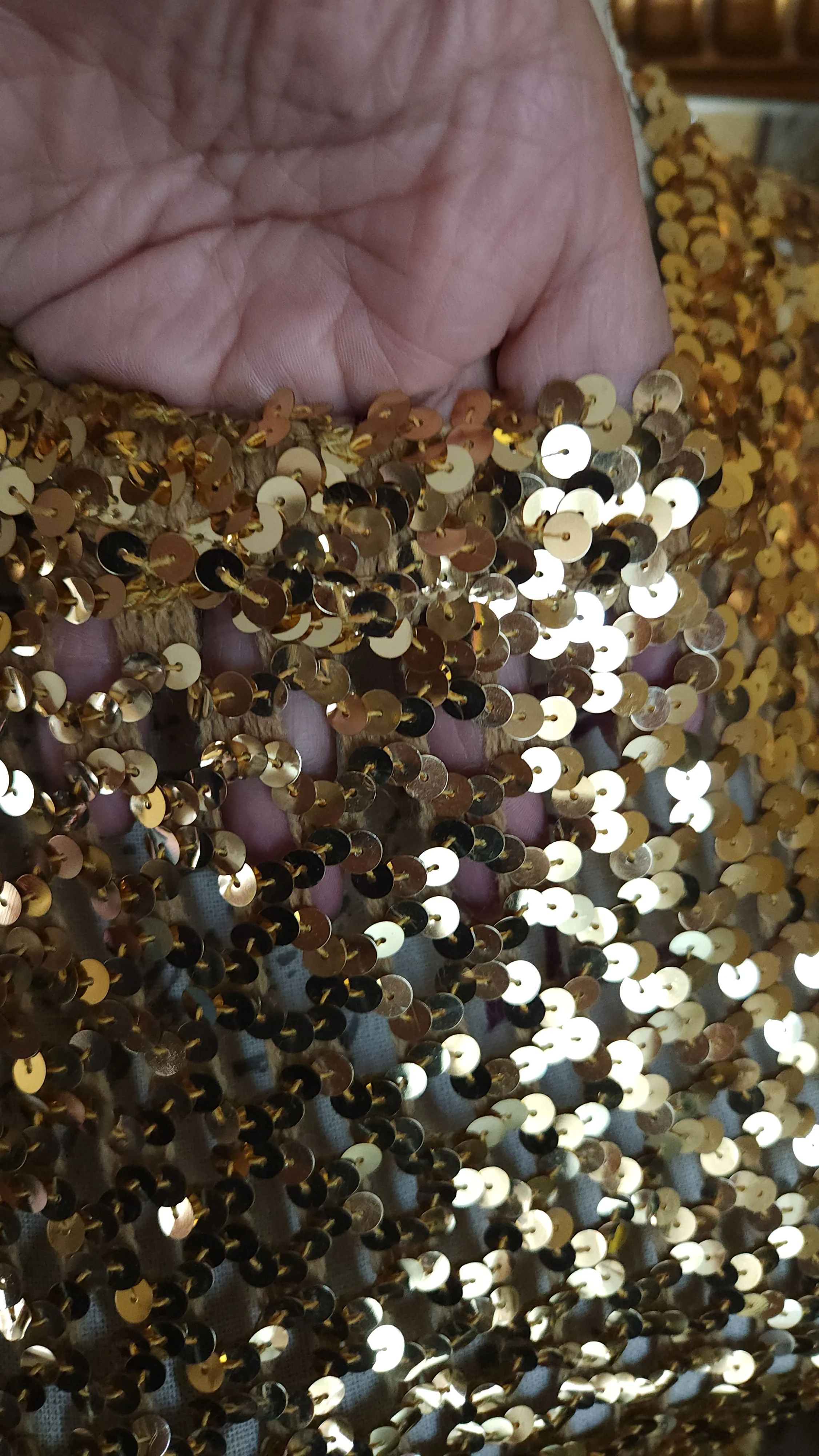 70s Gold Stretch Sequin Short Sleeve Disco Top By Toppettes - Image 5