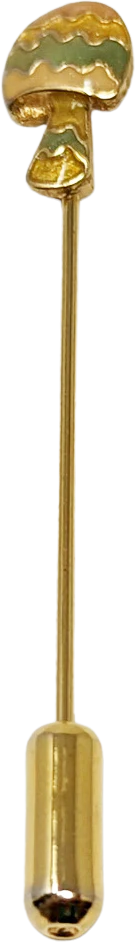 70s Gold Tone Striped Mushroom Stick Straight Pin