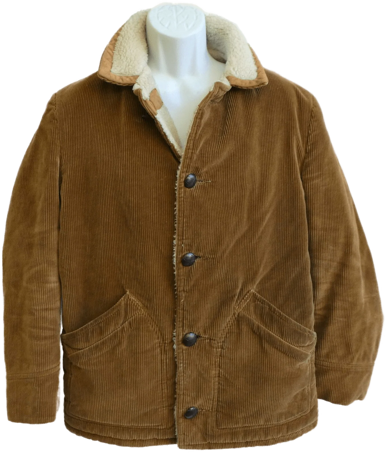 70s Golden Bown Corduroy Sherpa Mens Coat Heavy Duty By Montgomery Ward