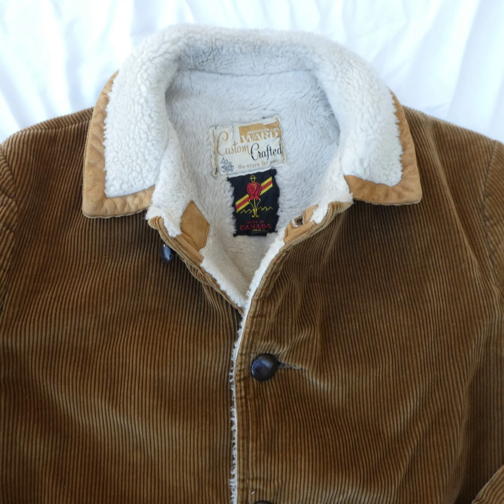 70s Golden Bown Corduroy Sherpa Mens Coat Heavy Duty By Montgomery Ward - Image 12