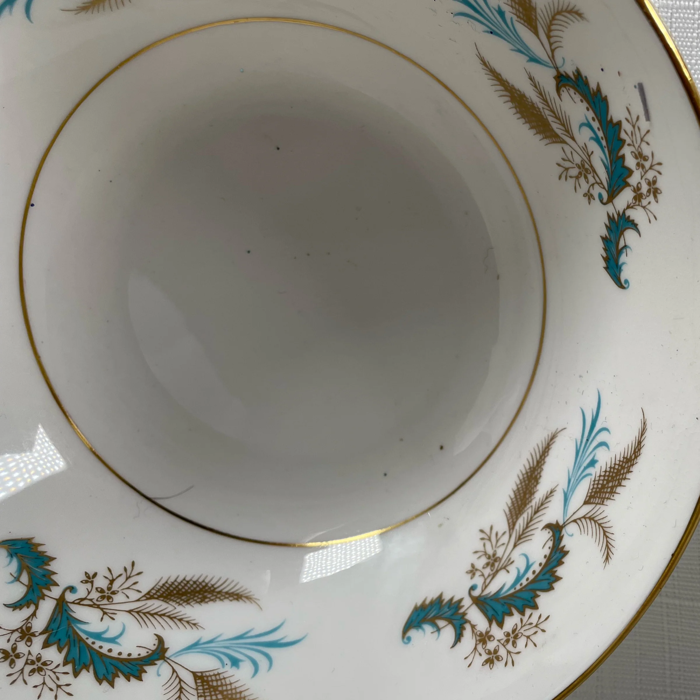 70s Golden Rhapsody Rimmed Cream Bowl By Ridgeway - Image 6
