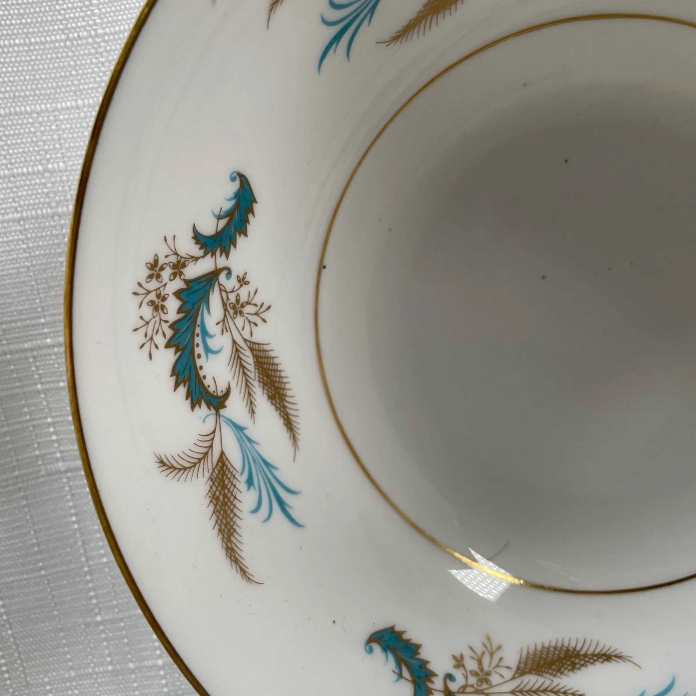 70s Golden Rhapsody Rimmed Cream Bowl By Ridgeway - Image 3
