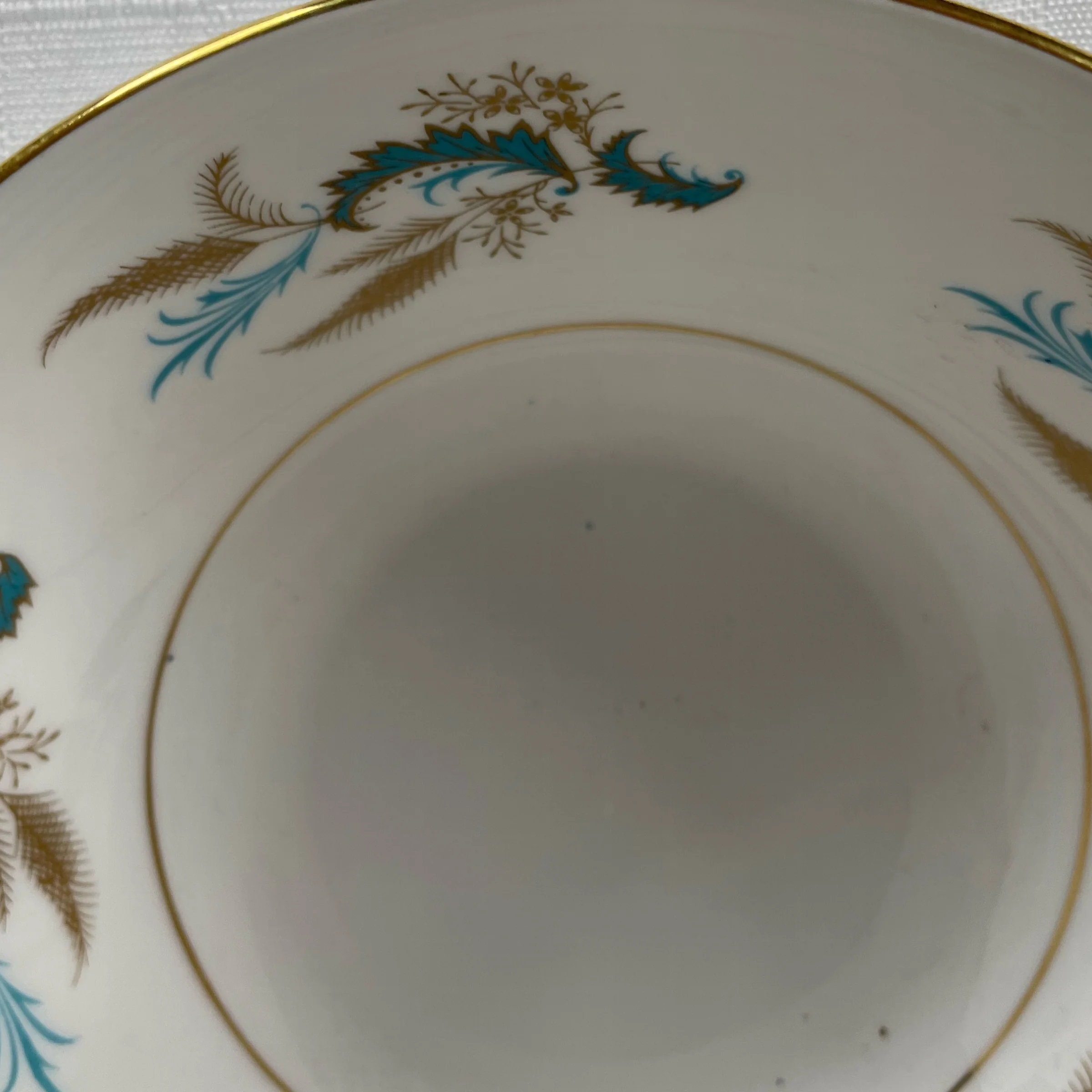 70s Golden Rhapsody Rimmed Cream Bowl By Ridgeway - Image 5