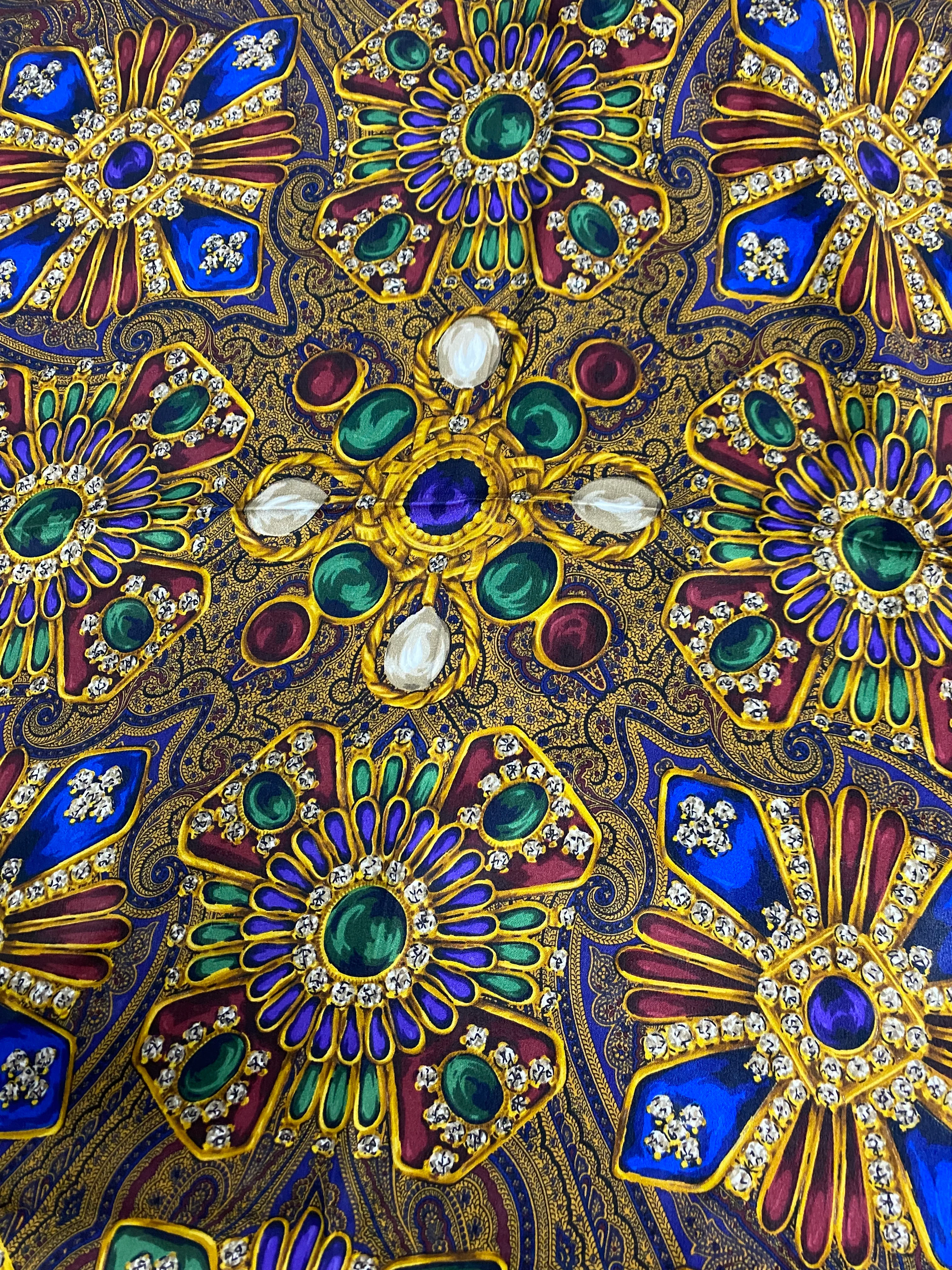 70s Gorgeous Jewel Pattern Silk Scarf by Chanel - Image 3